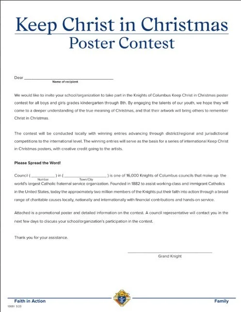 Keep Christ in Christmas Promotional Letter
