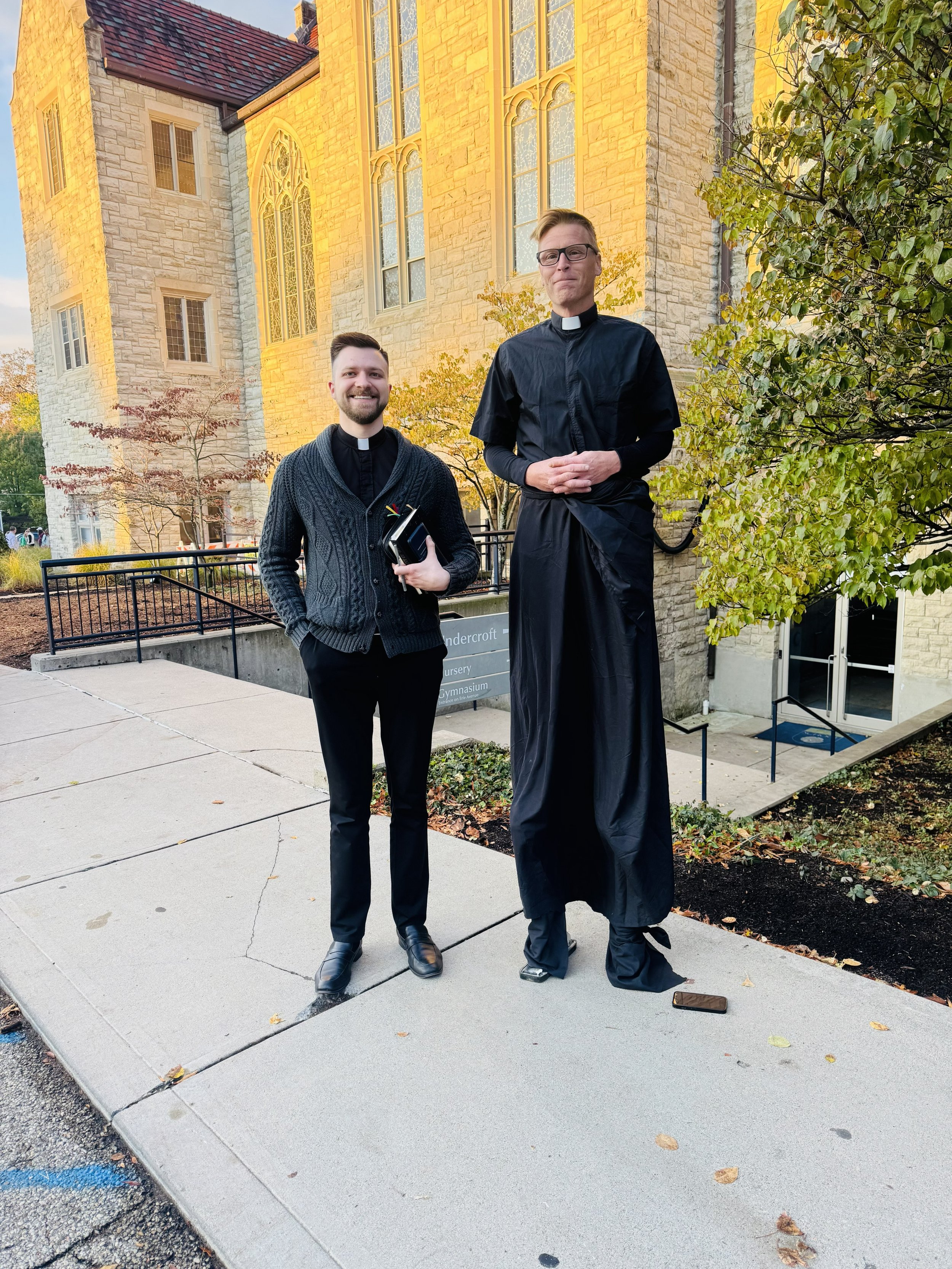 Father Alex poses with 'Father Alex' (SK Joe Kletz) during our Halloween celebration at St. Mary School. 