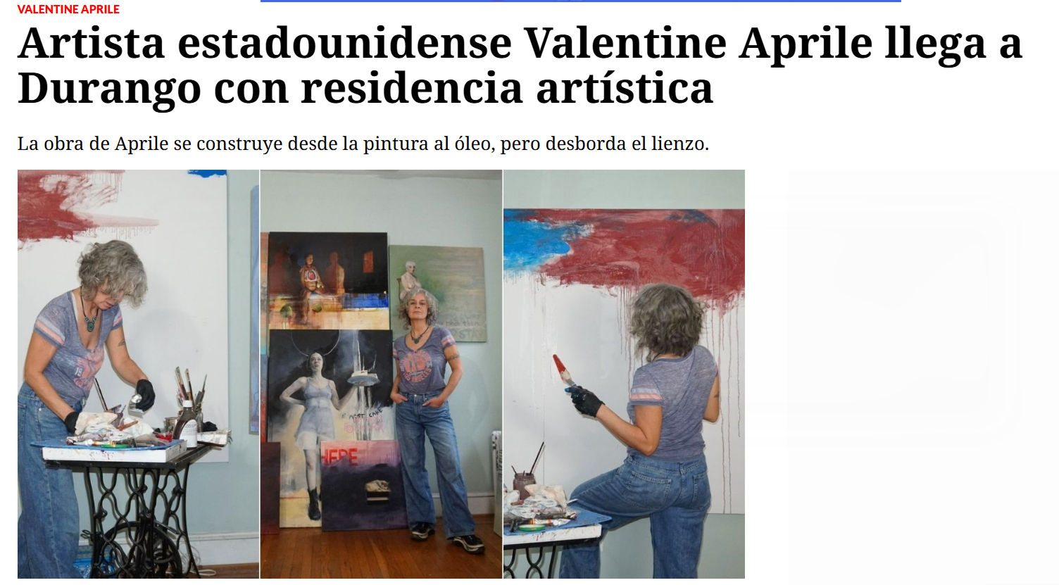 La artista multidisciplinaria Valentine Aprile regresa a Durango para integrarse a una nueva edición de Sierra Madre International Artist Residency, programa que desde el pasado 24 de abril y hasta el próximo 8 de mayo, reunirá en la ciudad a creador