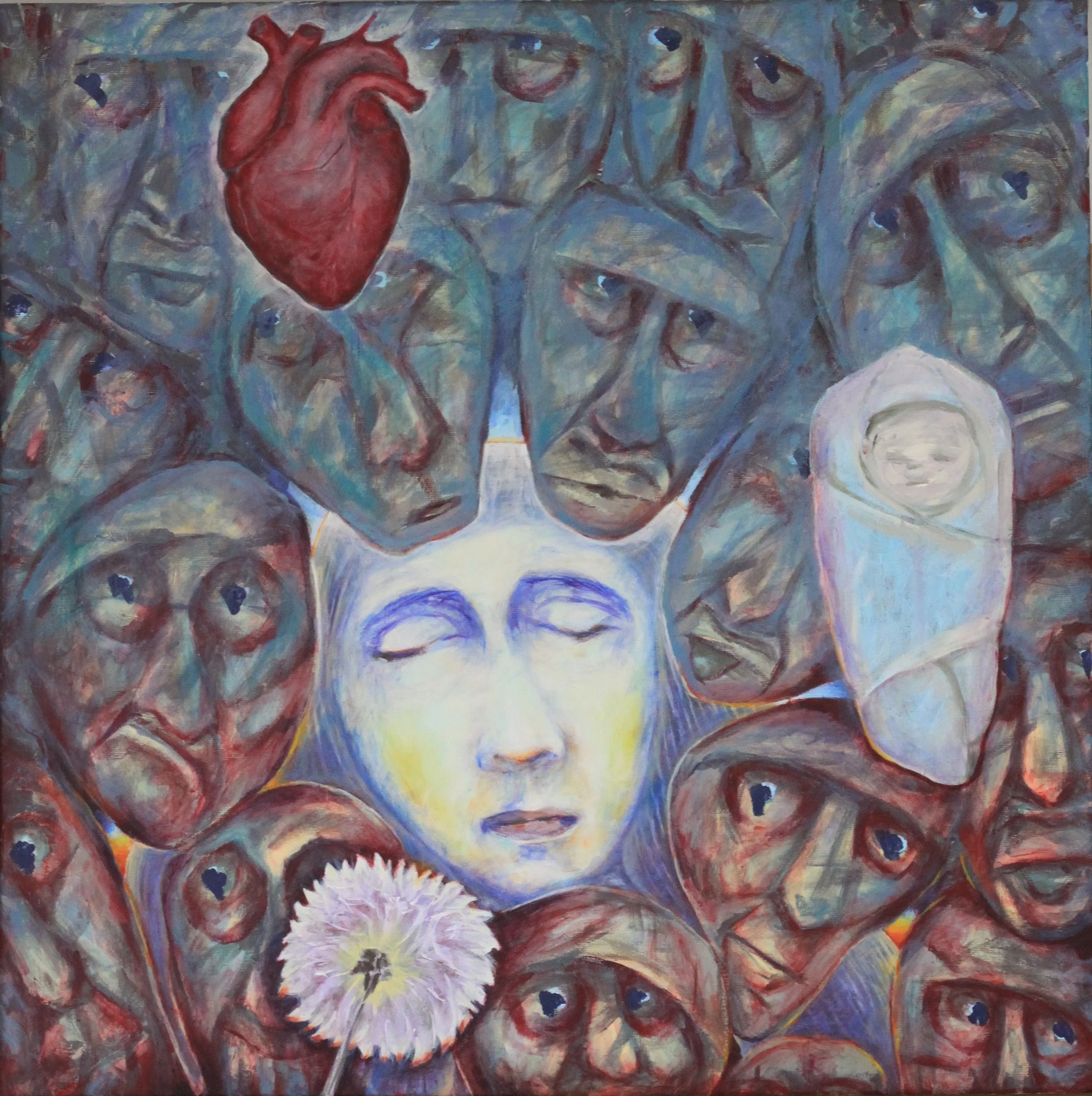 “It’s Just Love”
Elżbieta Anna Sadkowski Samek.
Acrylic and oil on canvas.
90 × 90 cm.
2019.