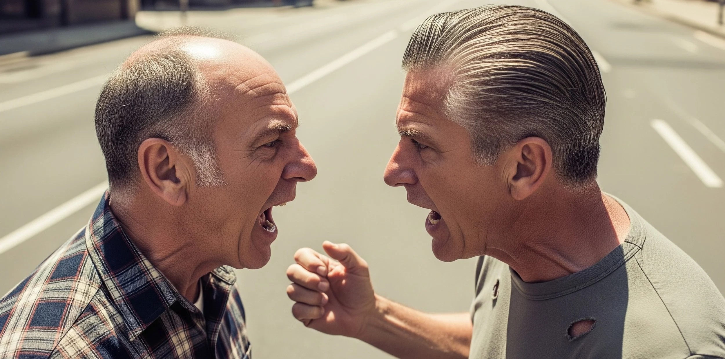 Two Older Men Screaming at Each Other
