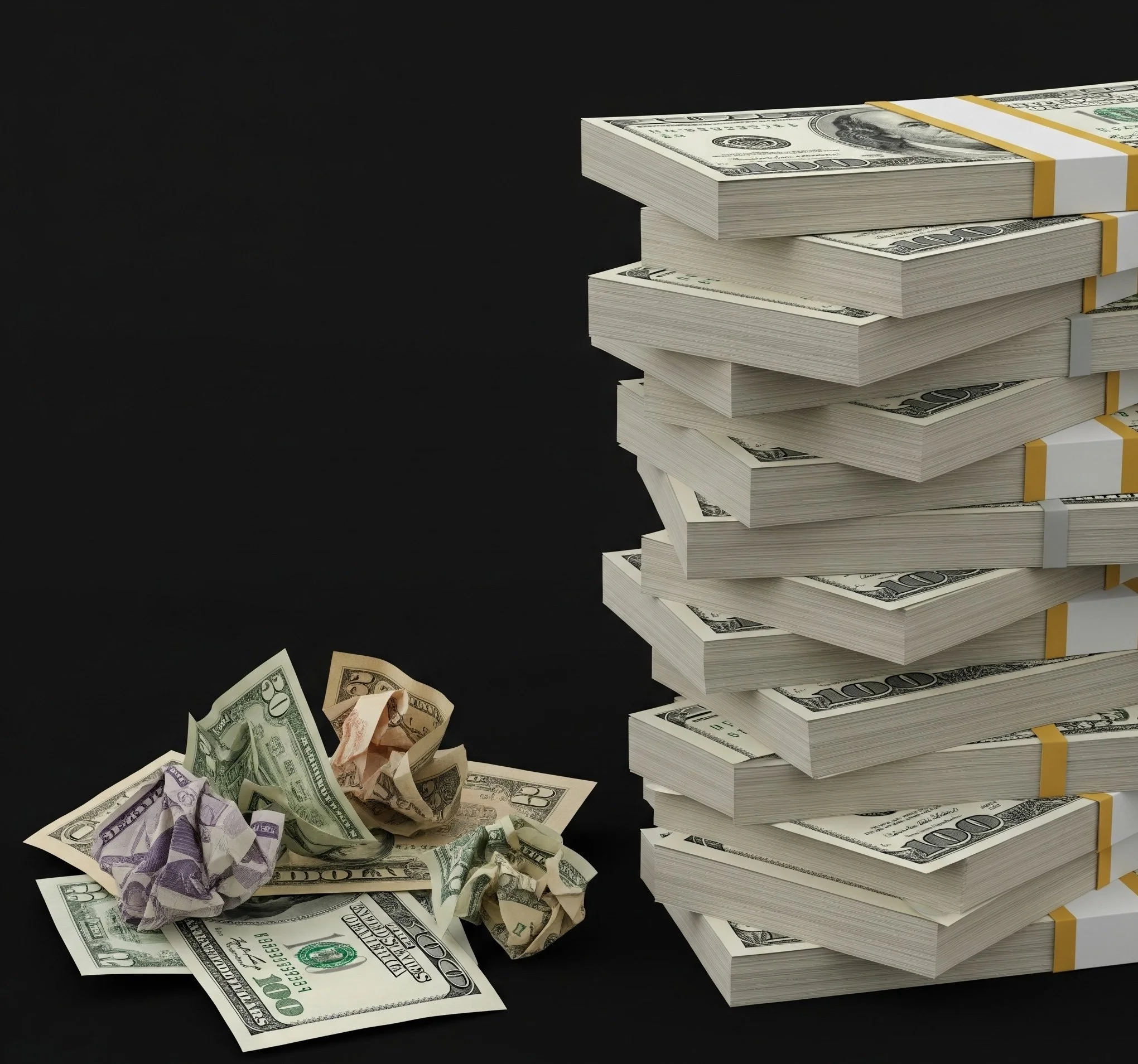 A Wad and a Stack of Cash