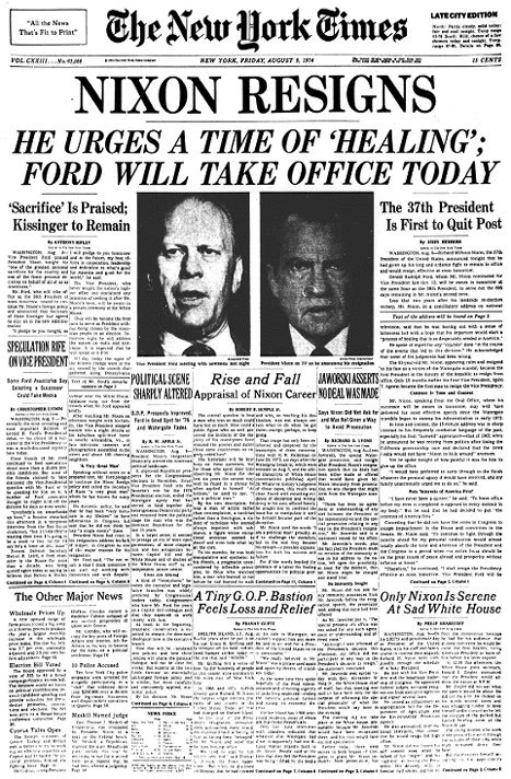 Watergate Scandal Leads to Presidential Resignation