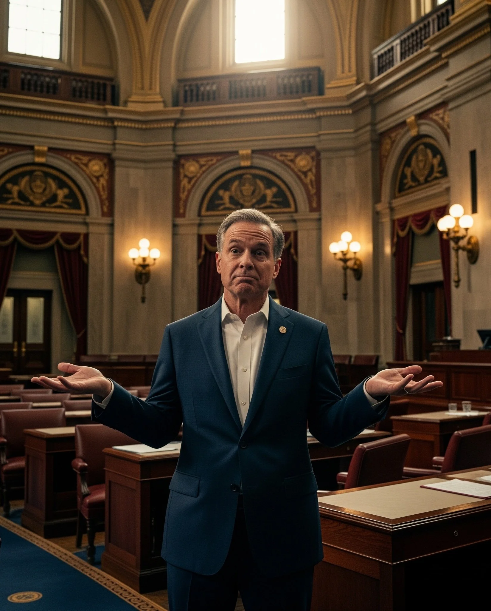 Senatore Shrugging, Shirking His Duties