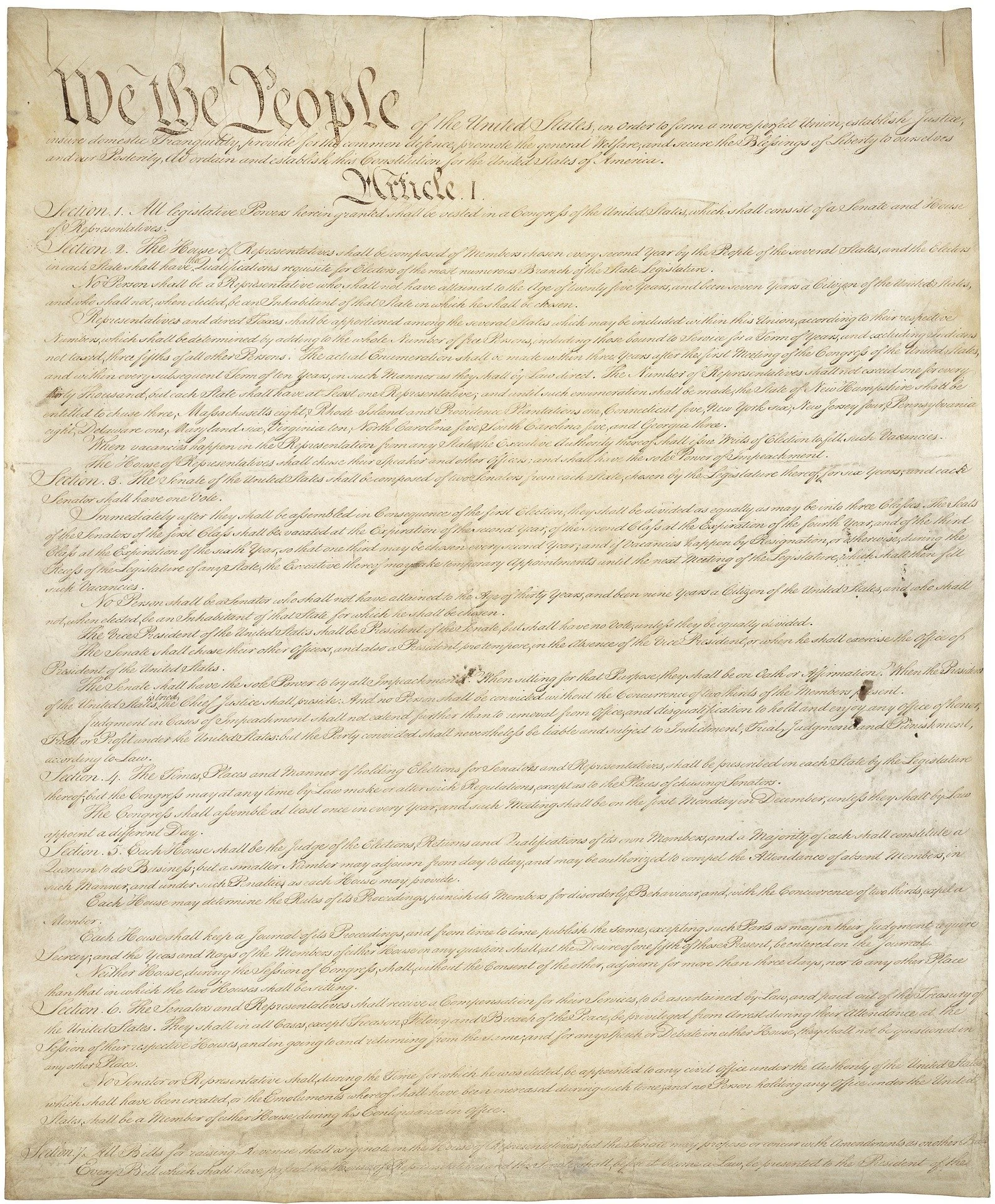 First Page of U.S. Constitution