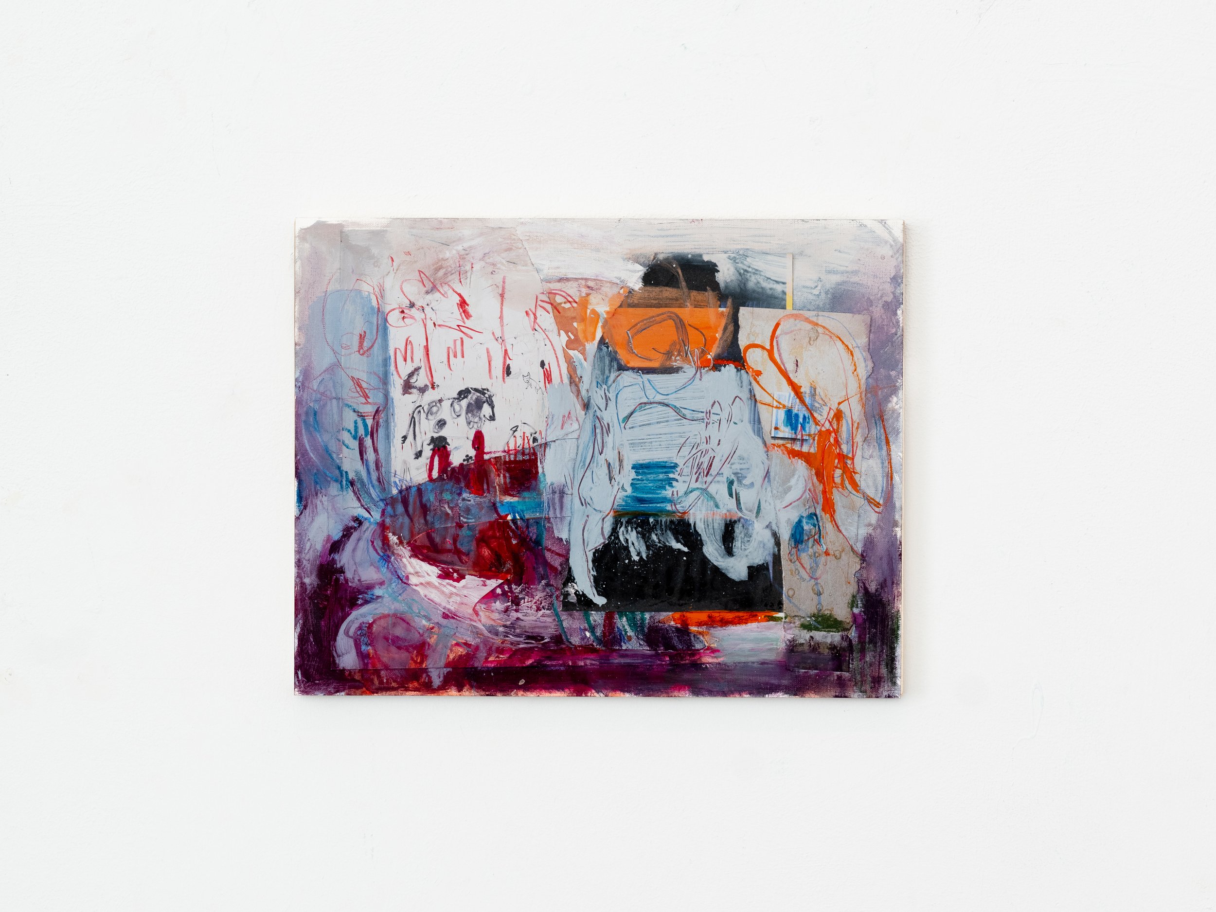 Wendi Men
Samsara
2024
Acrylic, oil, color pencil, oil pastel, glue on paper, mounted on wood panel
11 x 14 in