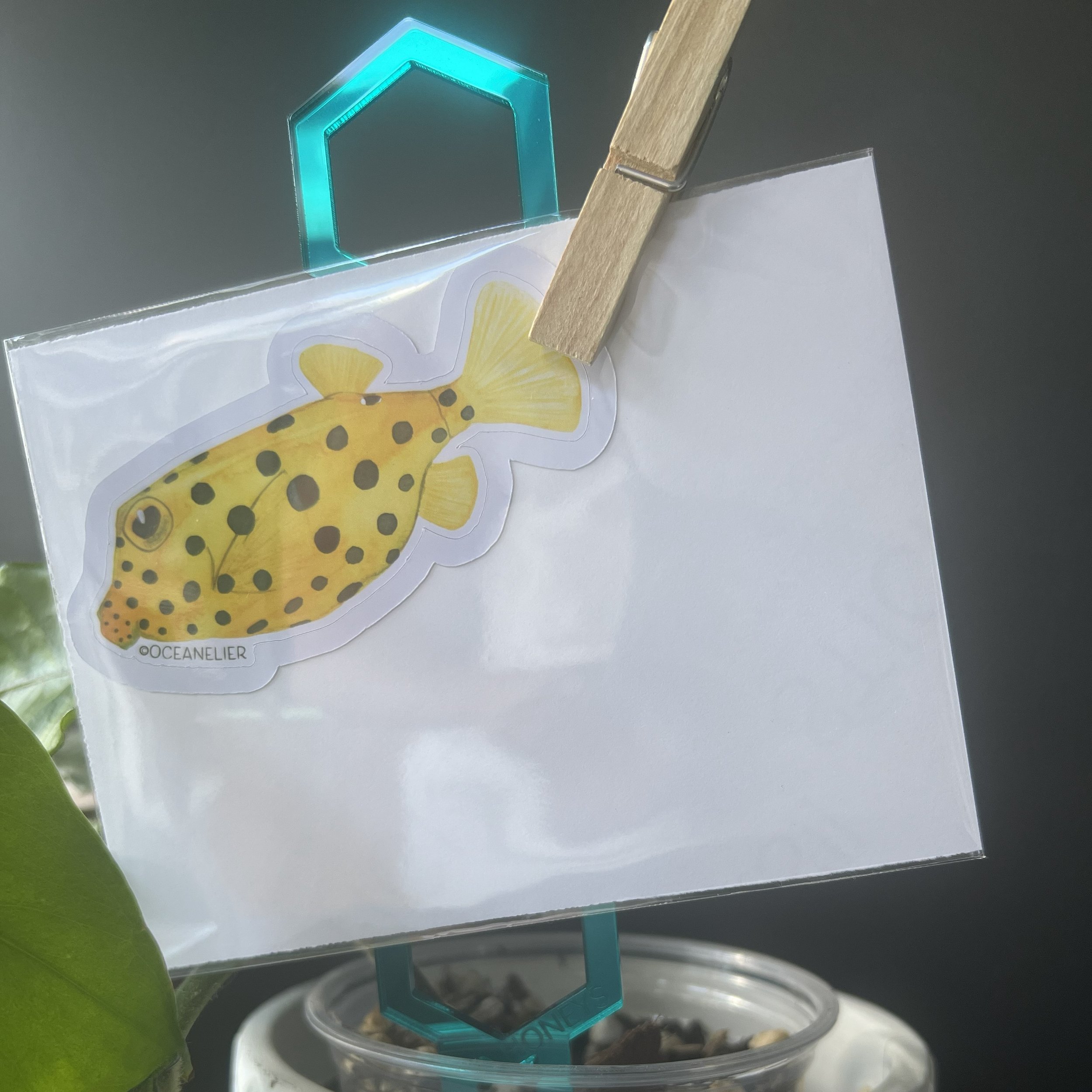 yellow boxfish - individual sticker - oceanelier - gift - ocean inspired watercolour art - 20260323.jpg