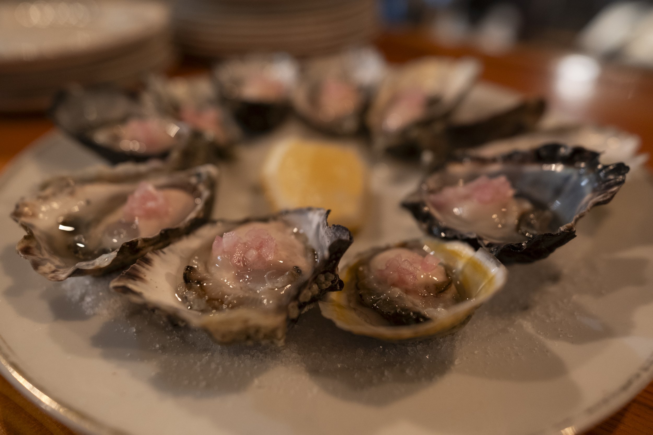Oysters on the half shell with house mignonette