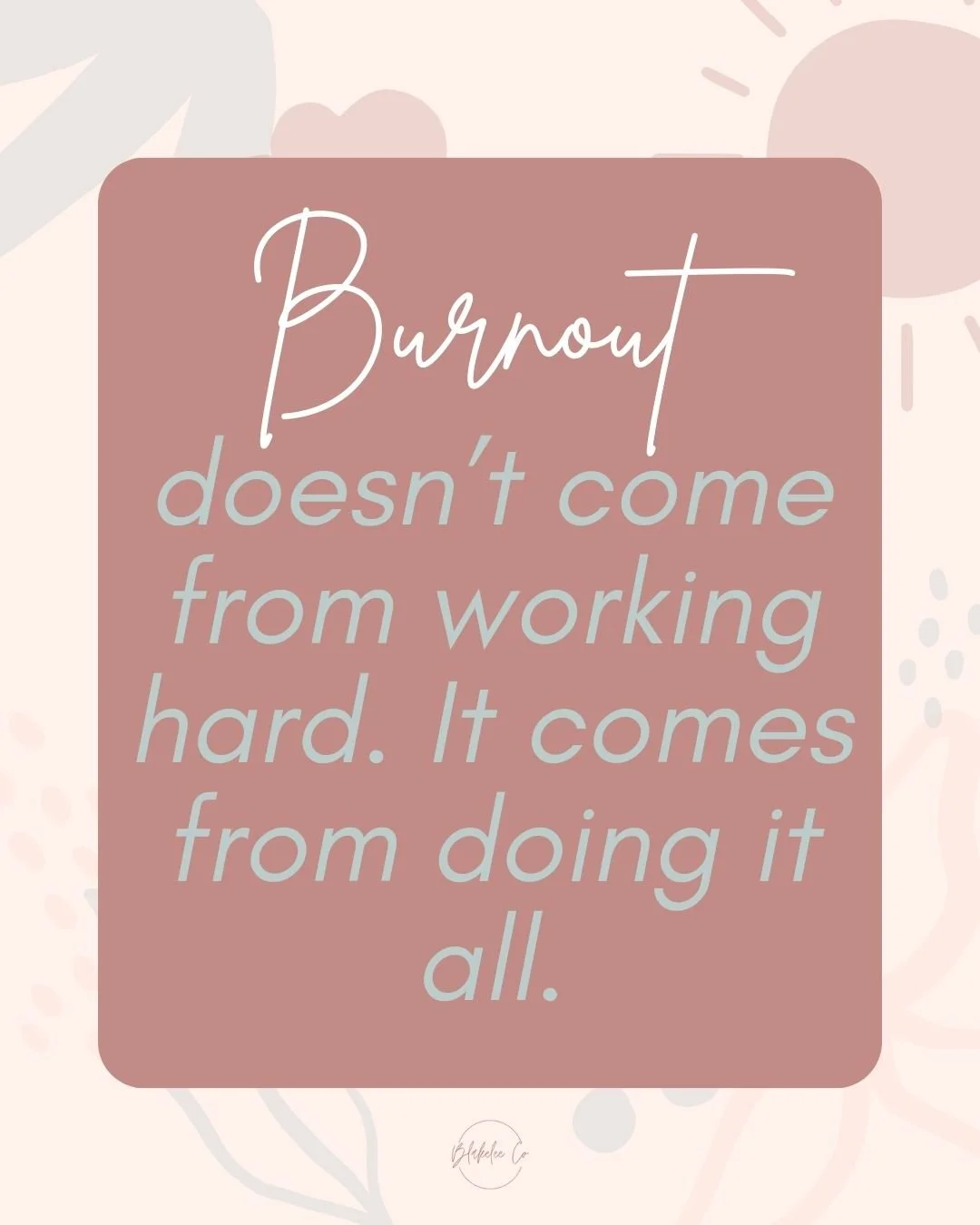 When I first started my business, I wore every hat.
Client work, admin, content, launches - all stacked on top of each other.

And while I could &ldquo;handle it,&rdquo; I was constantly running on fumes.
The truth? It wasn&rsquo;t sustainable.

Ever