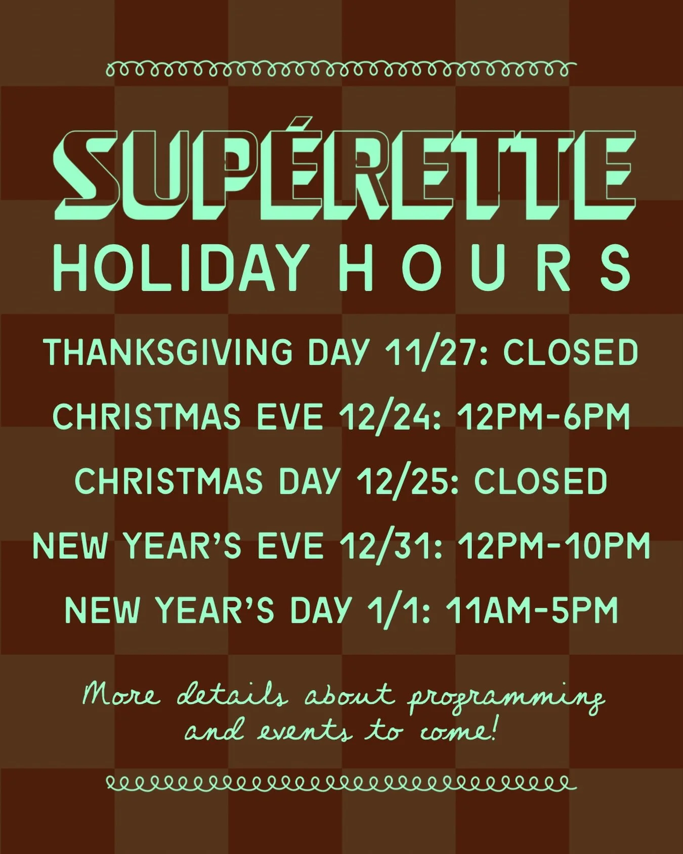 The long + short of it this holiday season 🫶

Stay tuned for more details on upcoming programming + events.