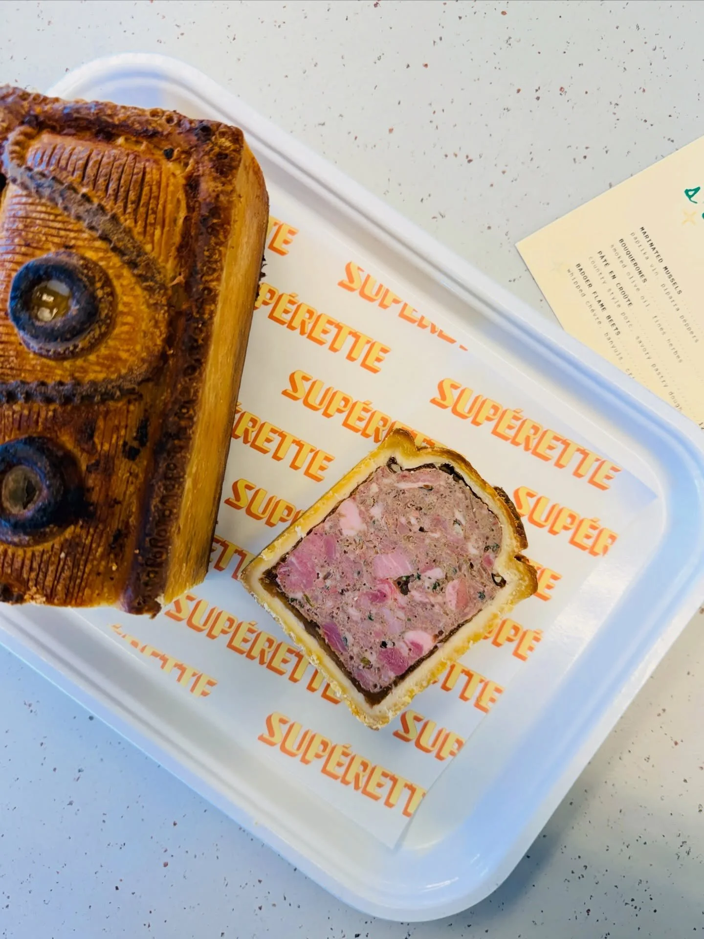 Now slicing🔪 &laquo; p&acirc;t&eacute; en cro&ucirc;te &raquo;, made in-house by @encrouteencroute.