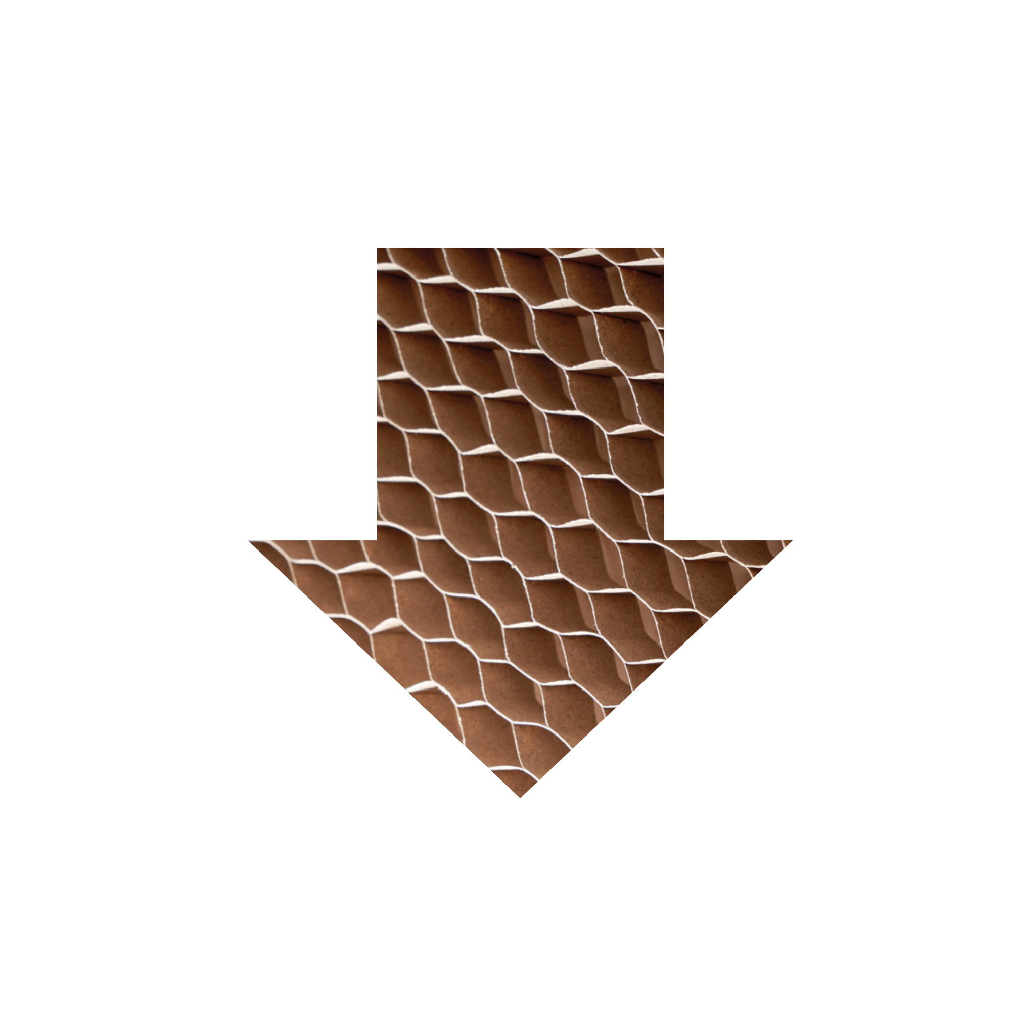 Close-up of a stack of cardboard honeycomb interior sheets.