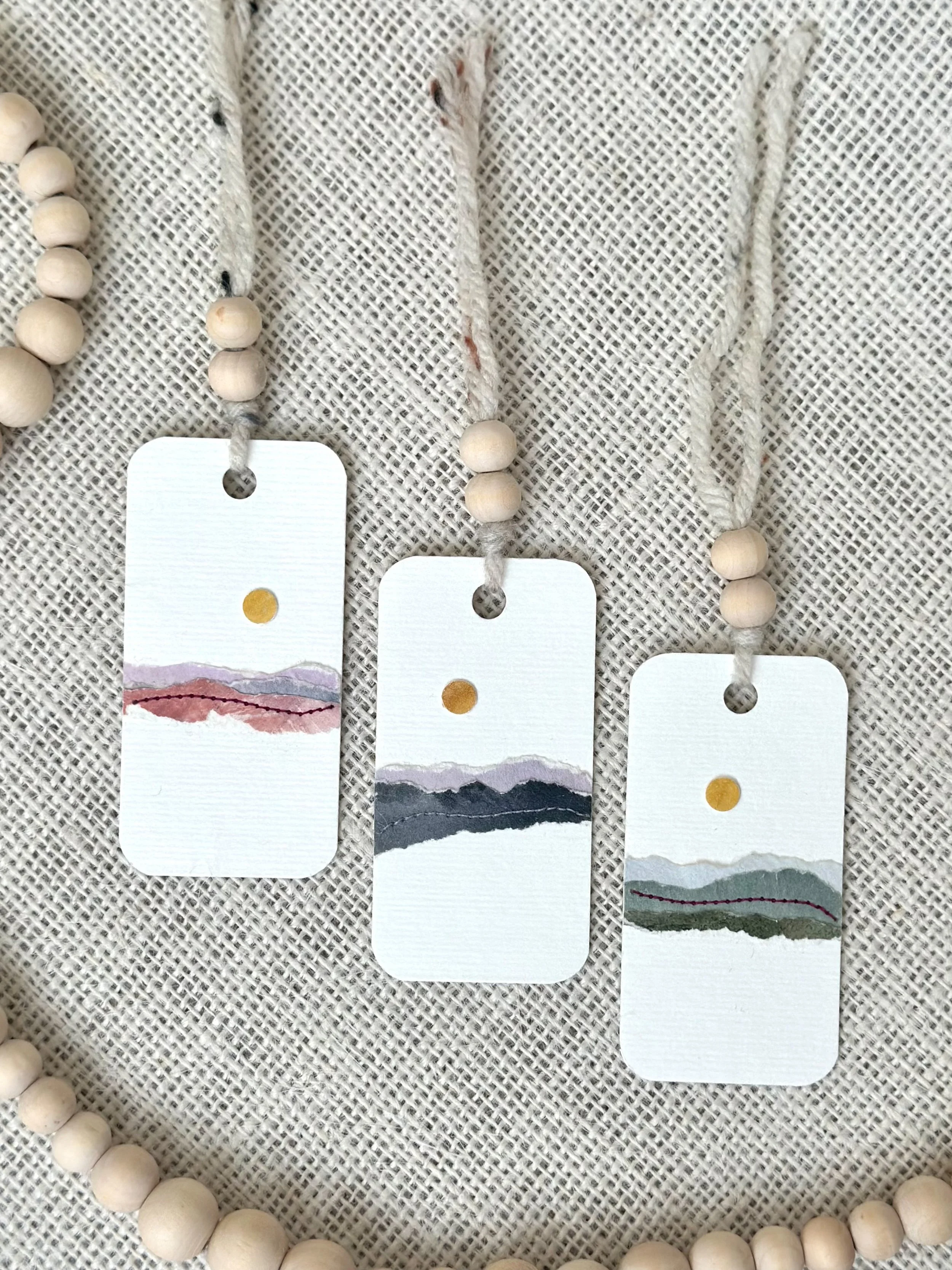 roam - handmade sewn watercolor gift tag set