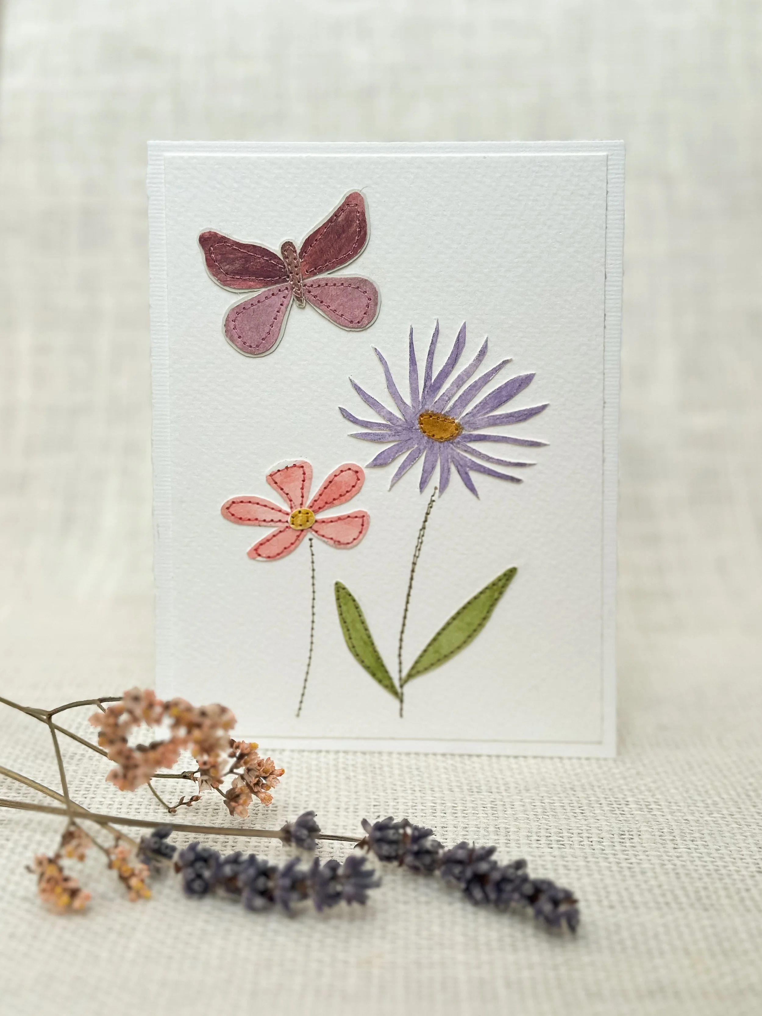 wildflower hike I - sewn watercolor art card
