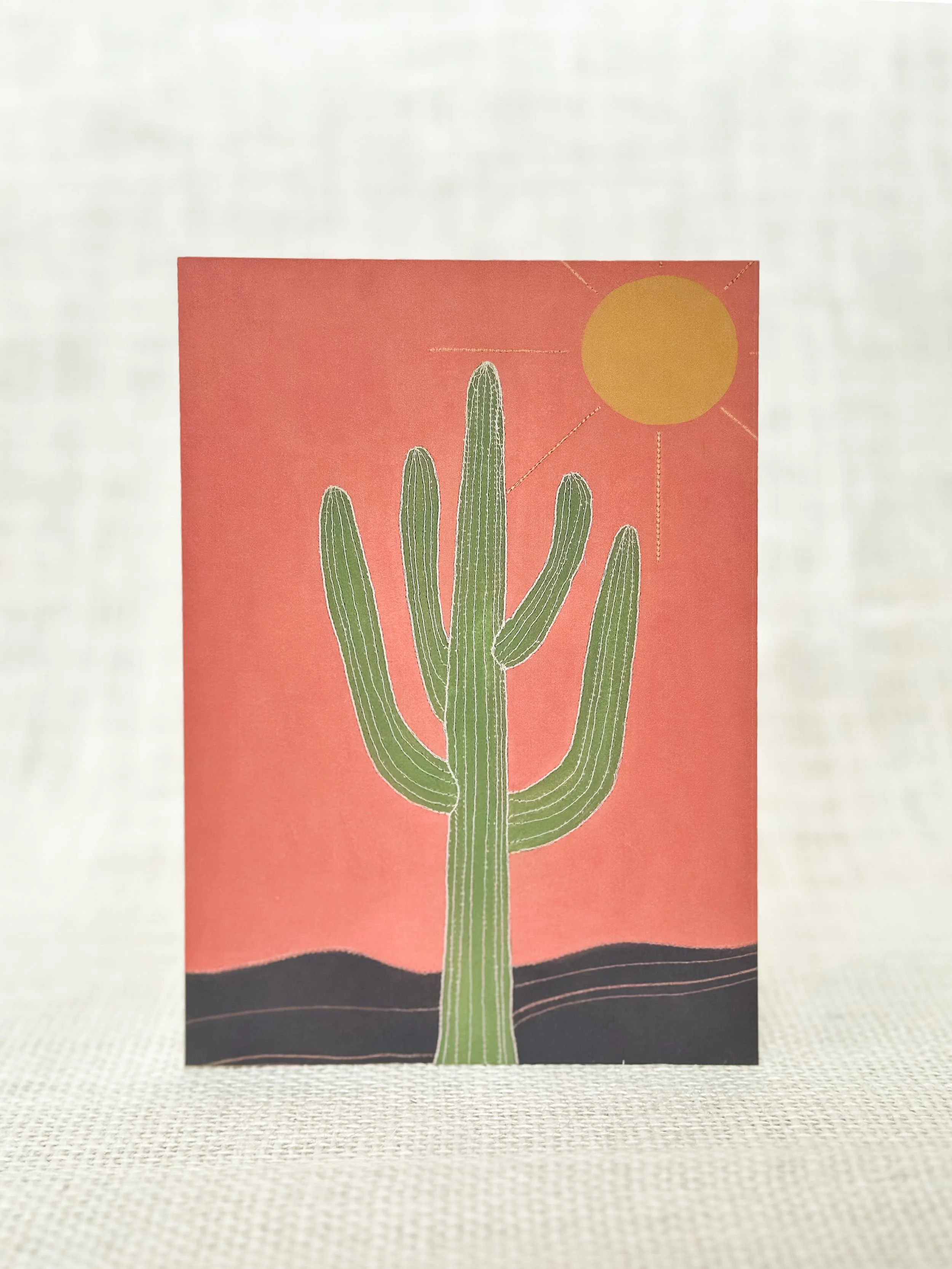 AM sewn saguaro - desert art print card