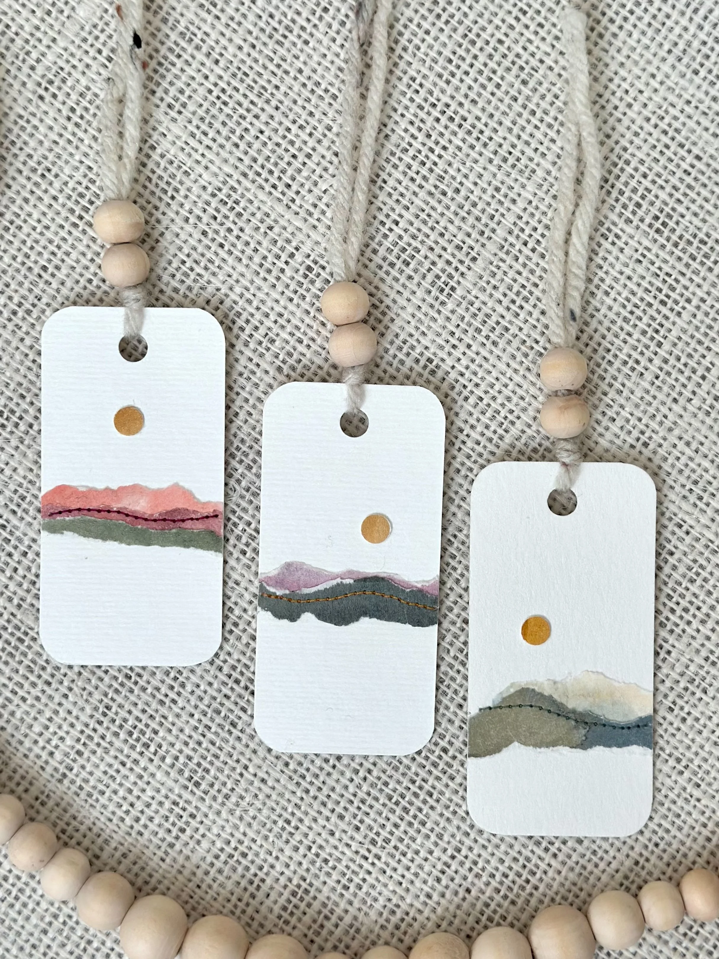 wander - handmade sewn watercolor gift tag set