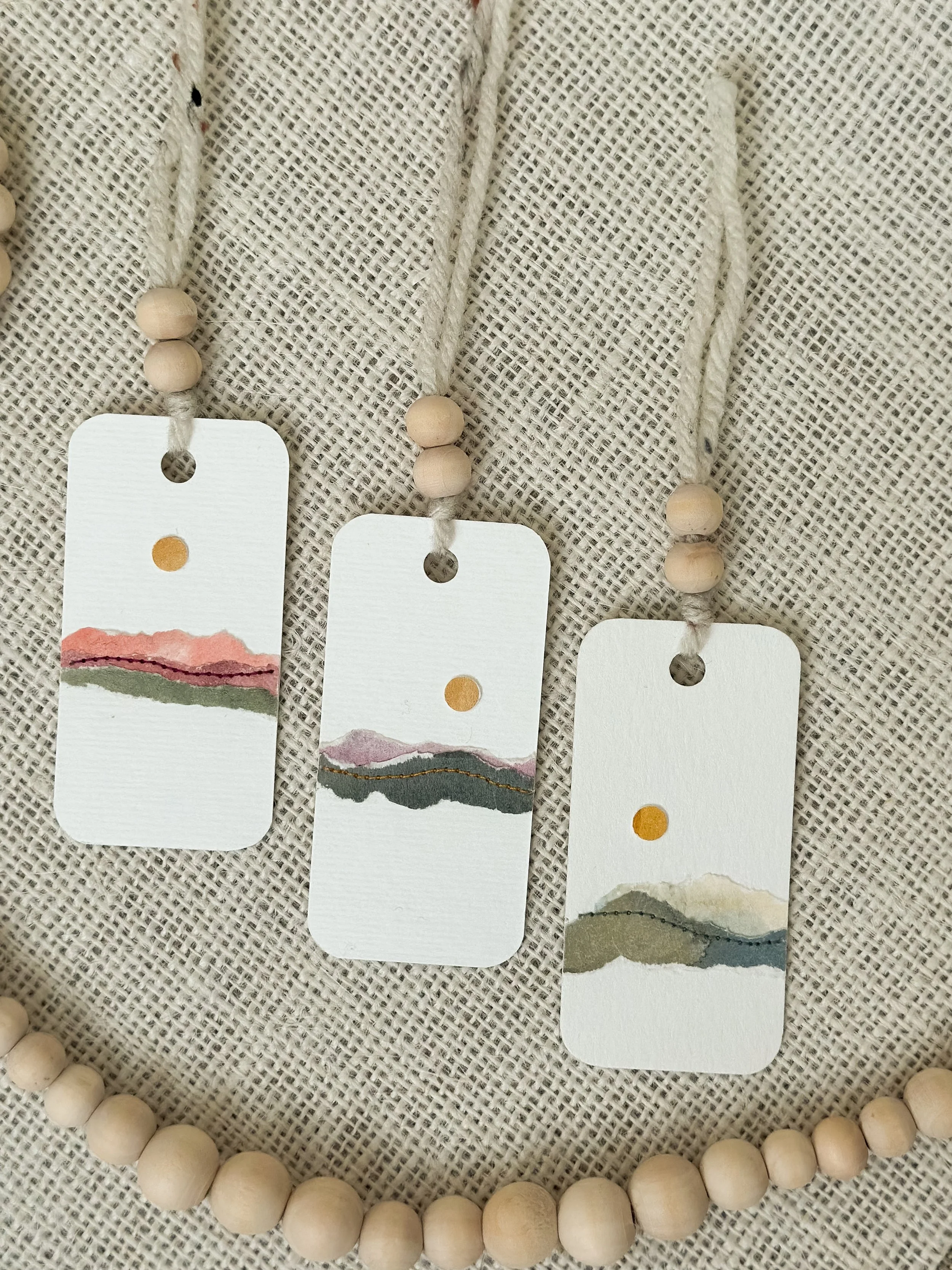 wander - handmade sewn watercolor gift tag set
