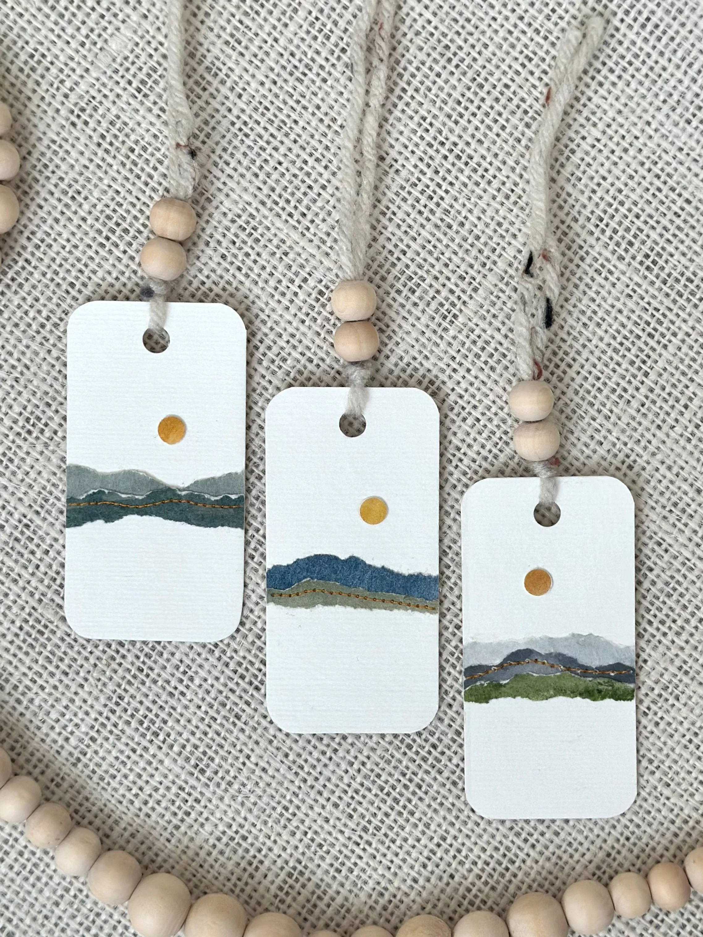drift - handmade sewn watercolor gift tag set