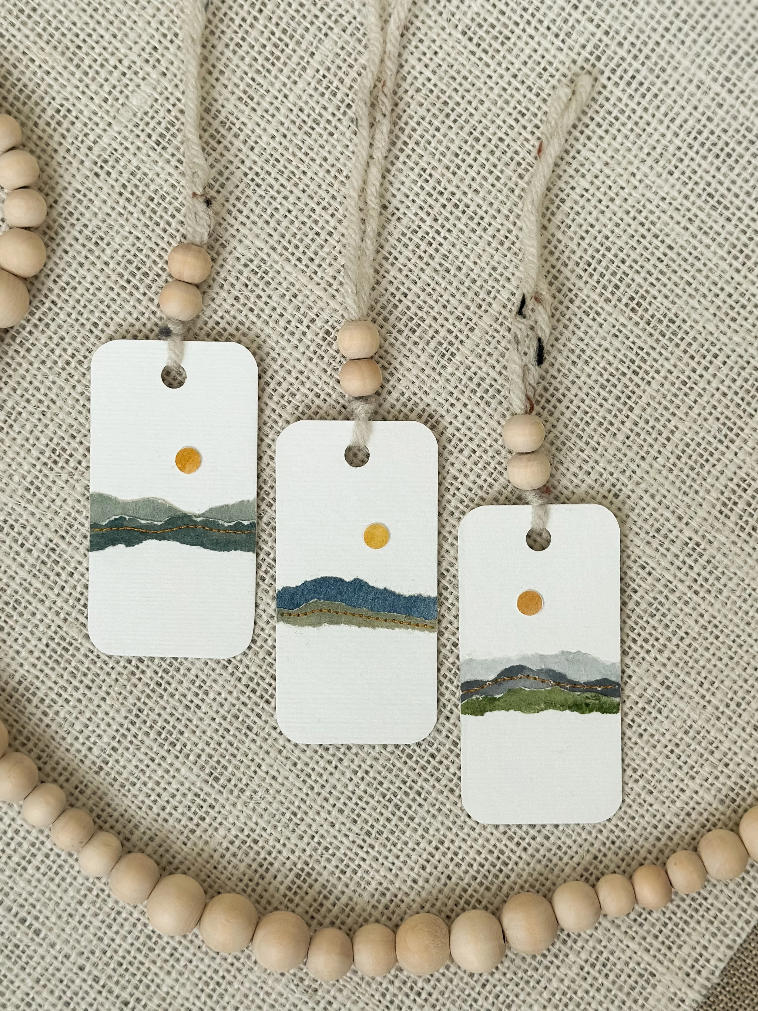 drift - handmade sewn watercolor gift tag set