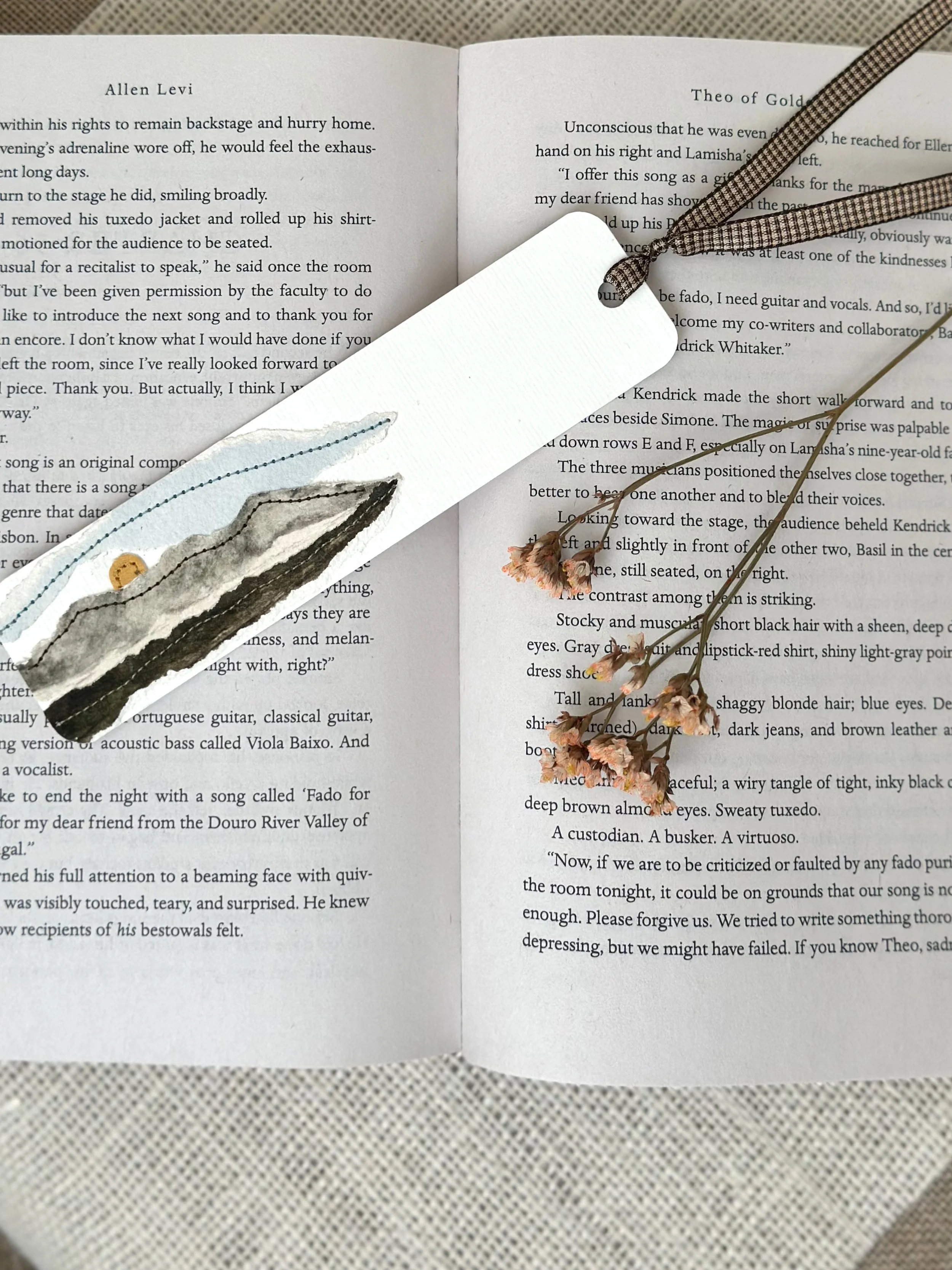 alpine - handmade sewn watercolor bookmark