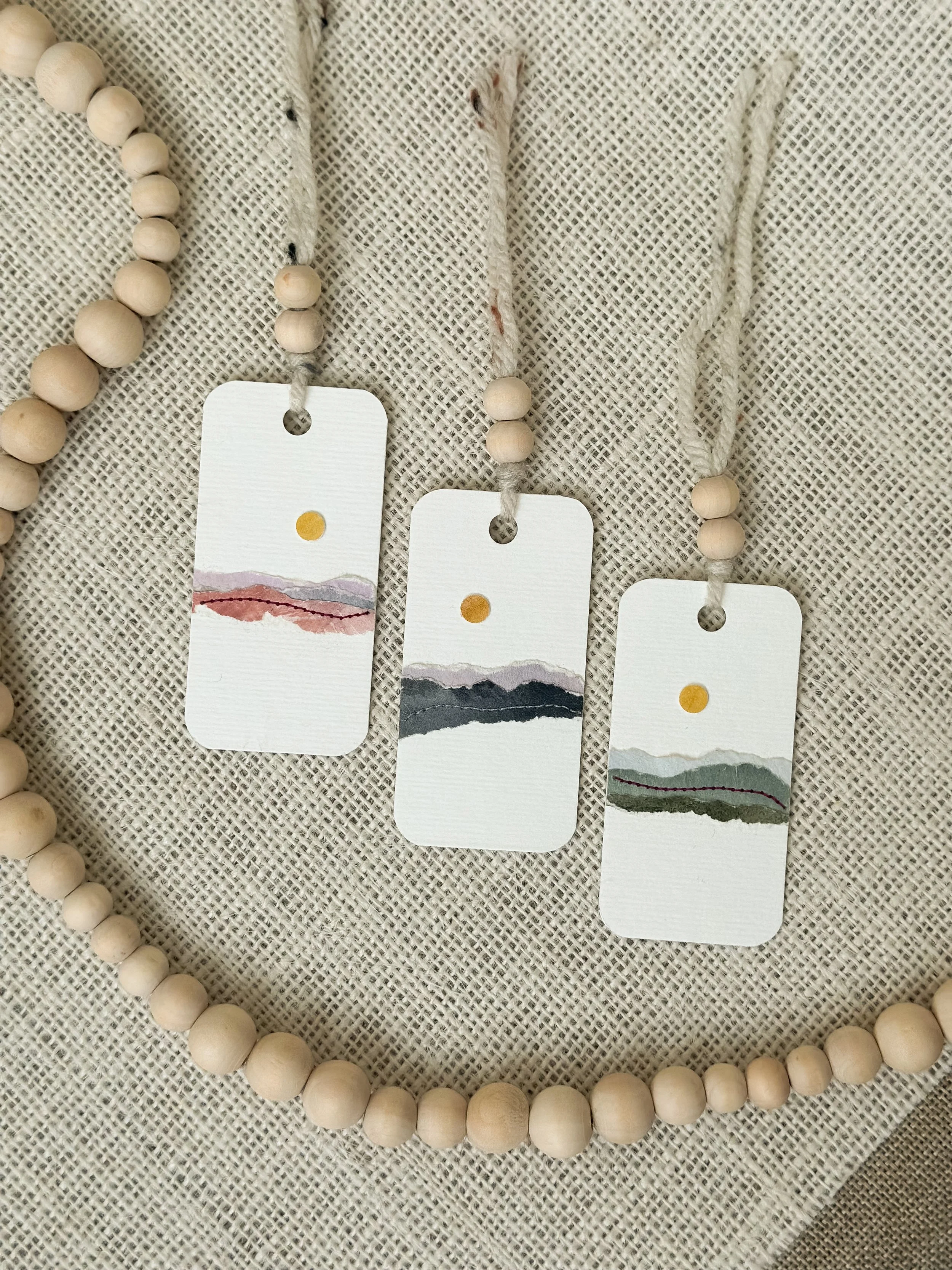 roam - handmade sewn watercolor gift tag set