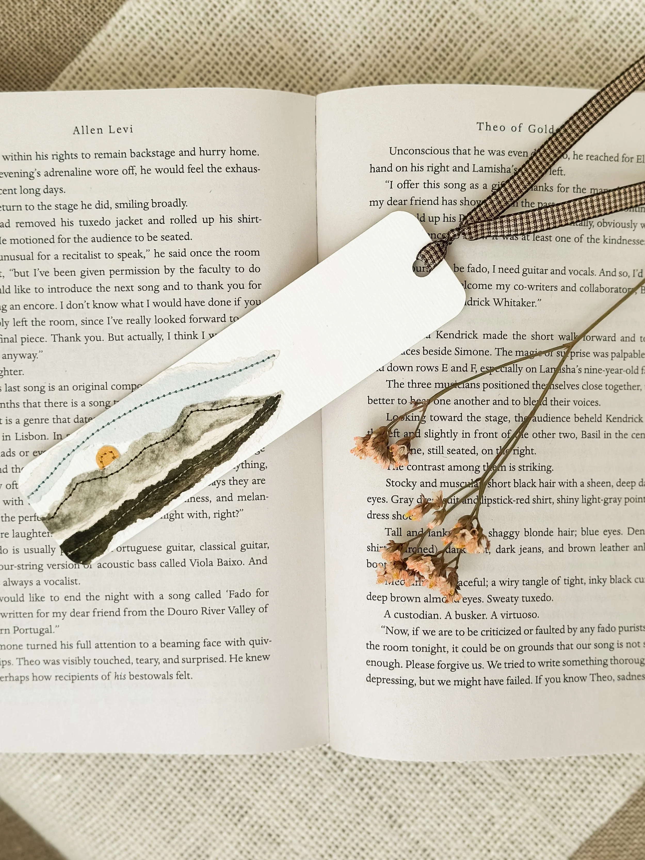 alpine - handmade sewn watercolor bookmark