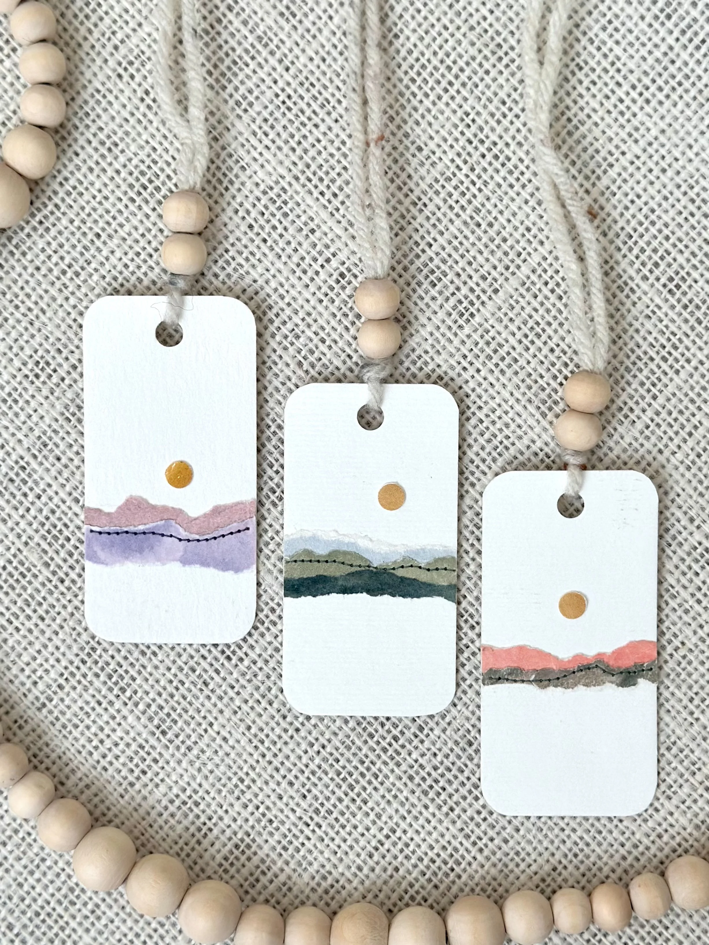 linger - handmade sewn watercolor gift tag set