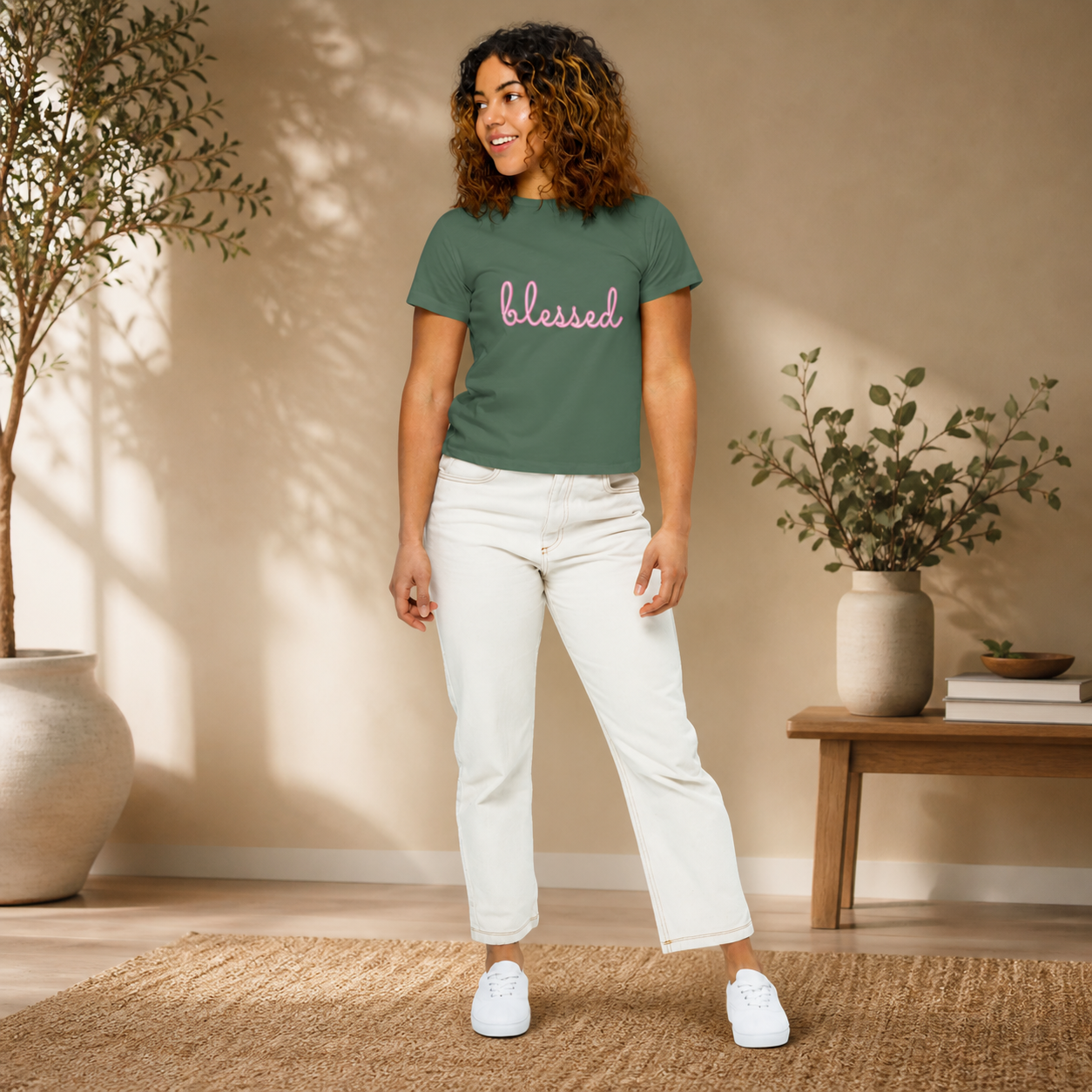 Good Faith Works - Women’s High-Waisted T-Shirt "Blessed"