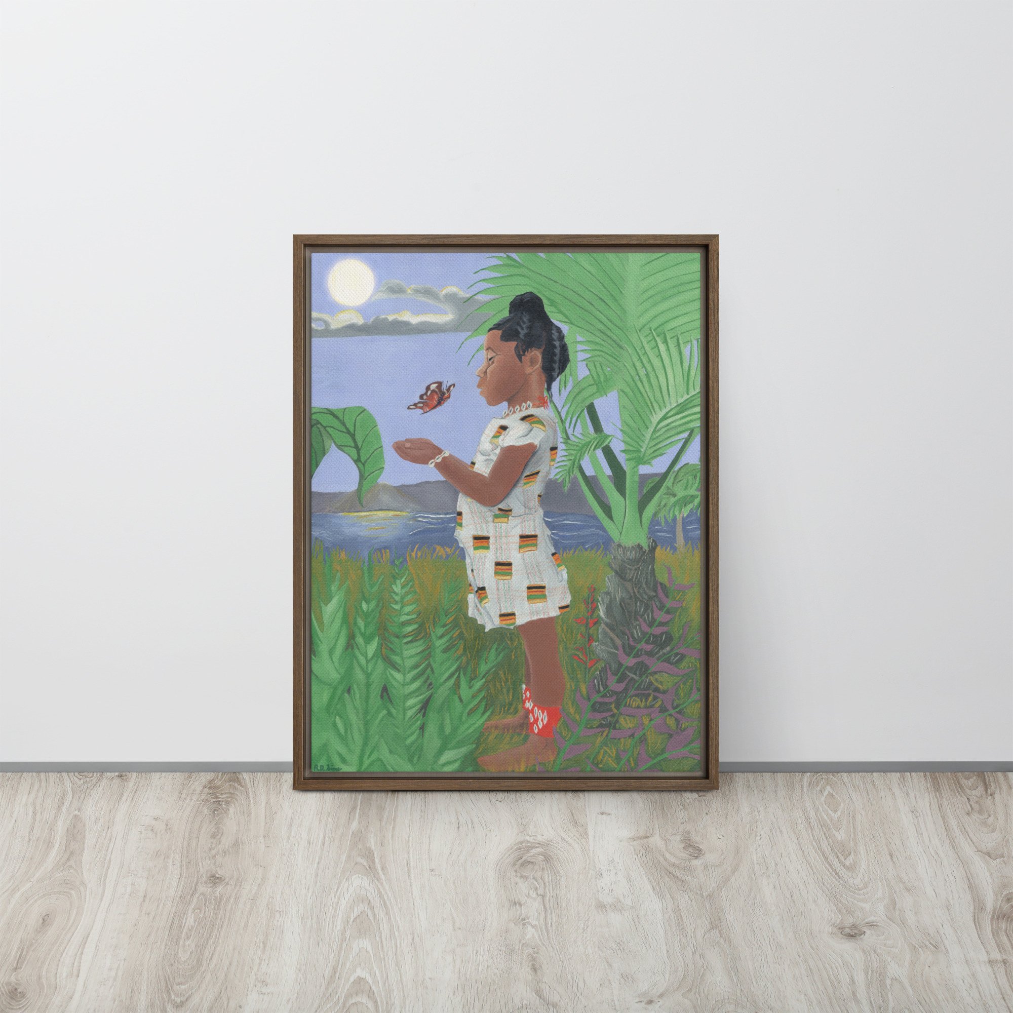 The Girl & The Butterfly - 18' x 24' Framed Canvas