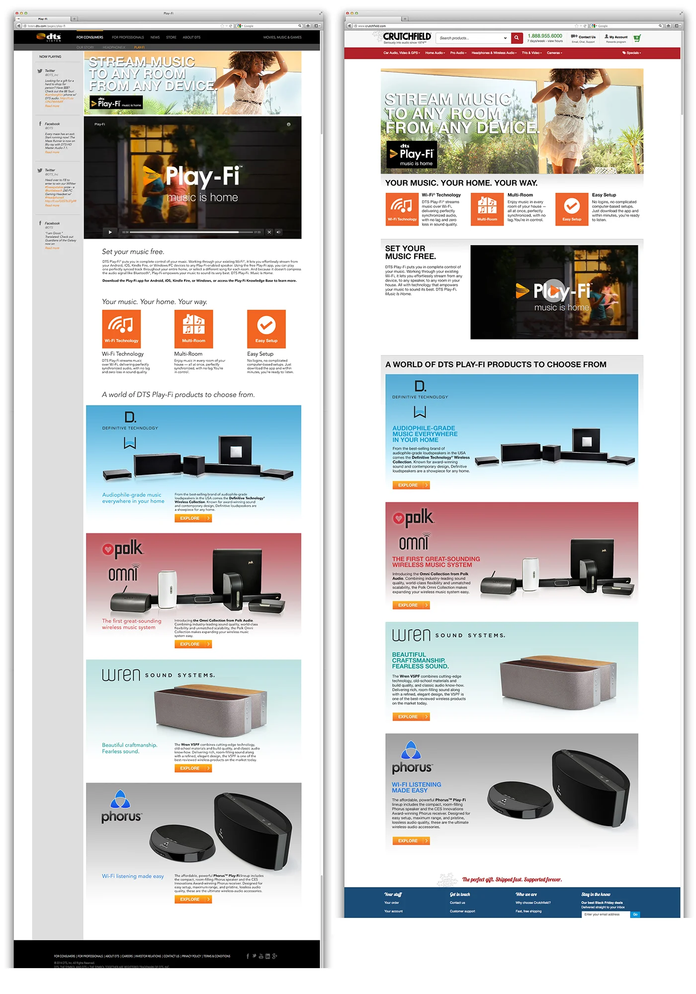  DTS Play-Fi DTS.com page and Crutchfield.com page 