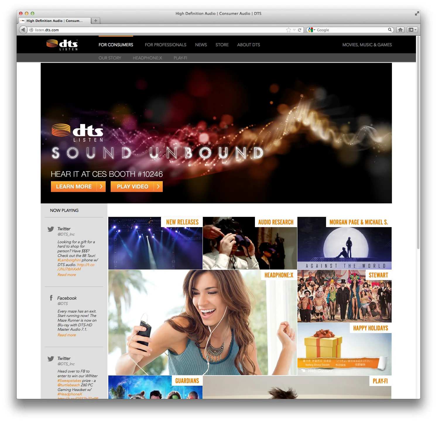  DTS.com Masthead for CES 2015 