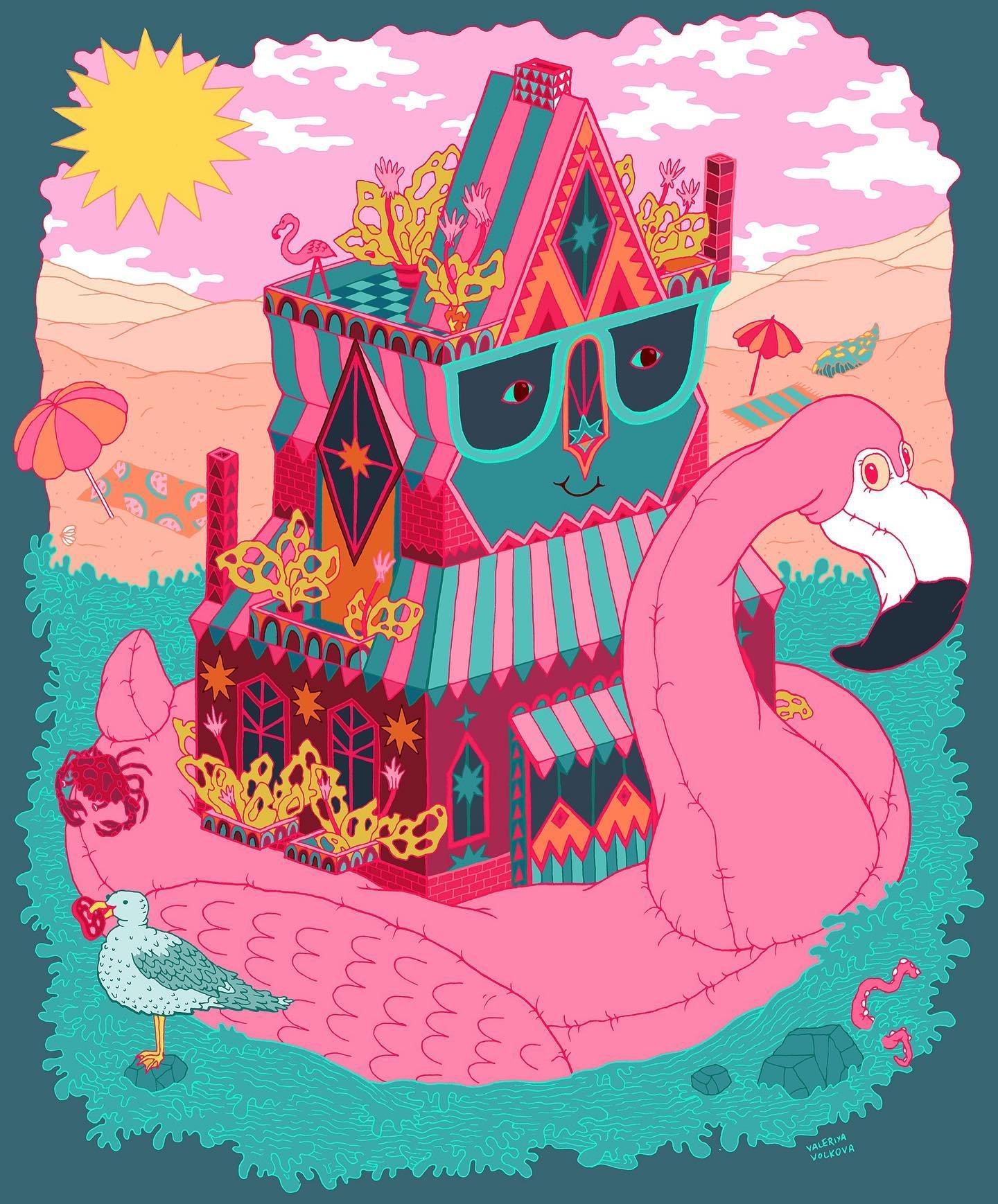 🦩🏖️🦀