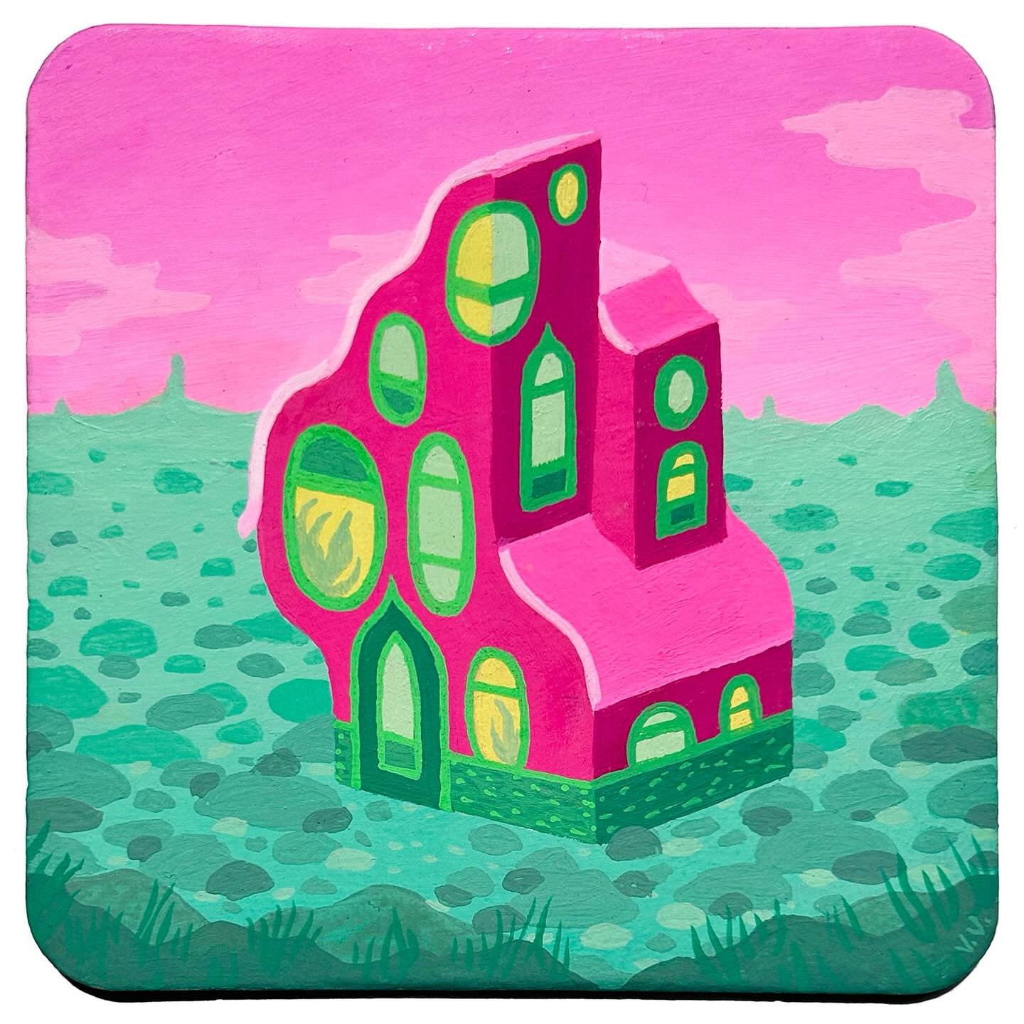 A couple pink & green houses for the Salut 10 Coaster Show 💅
@nucleusportland / @drinkanddrawsociety #salutshow #salut10 #coasterartshow