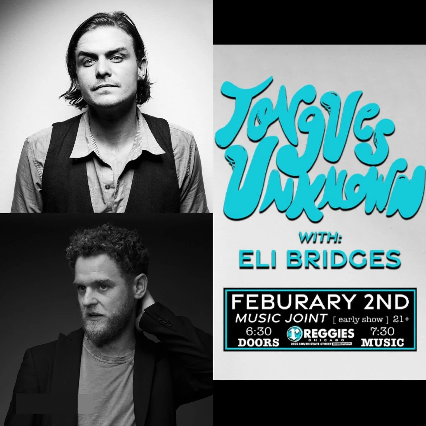 Playin a show with the ol&rsquo; mate from Chicago
 Mr. Connor Grant @tonguesunknown 

Monday, February 2nd 7:30-10:30pm at 

Reggie&rsquo;s @reggieslive 
2105 South State Street, Chicago 
 
$15 cover. 

Hope to see ya there. Stay worm 🐛 🔥 

#BADGE