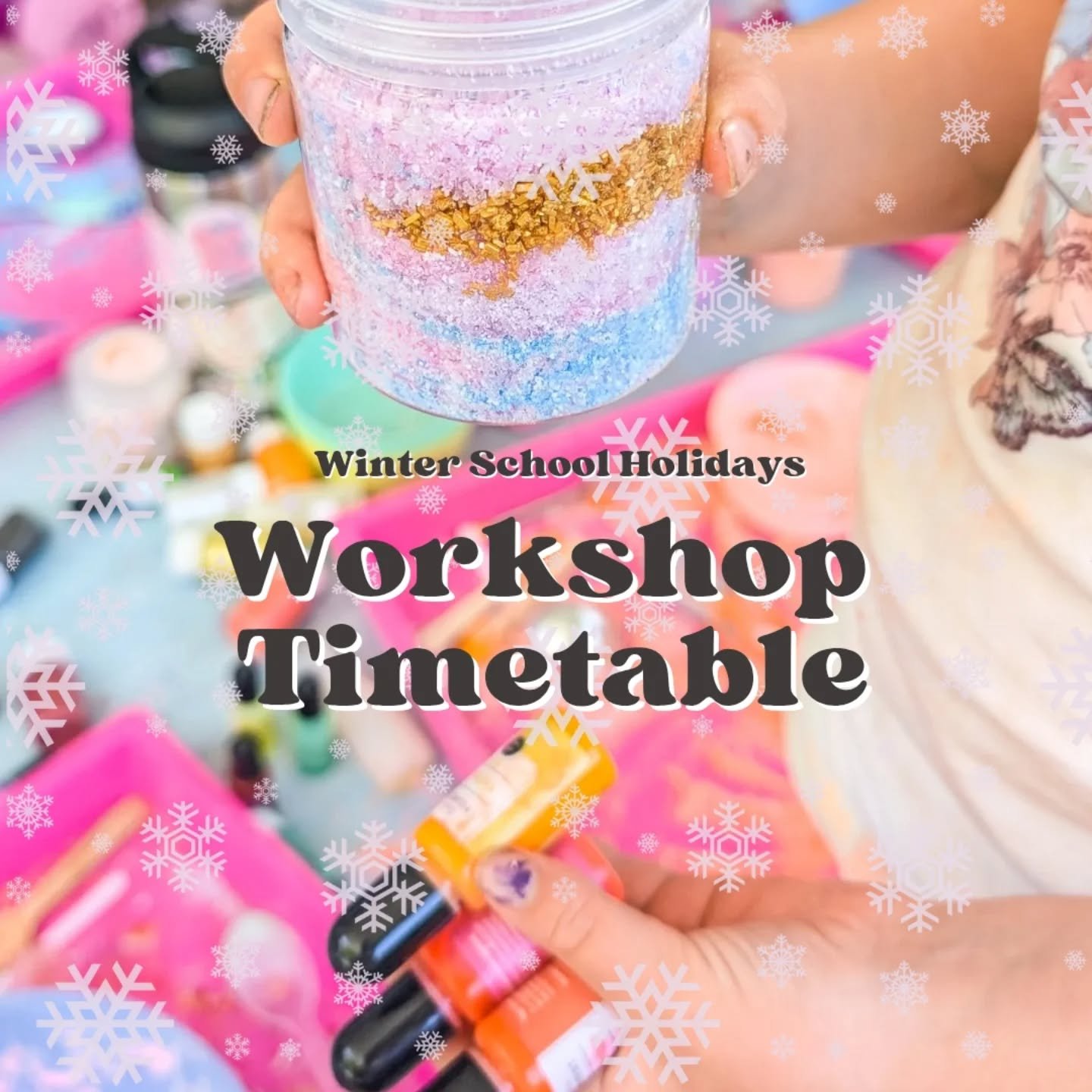 Don&rsquo;t shoot the messenger&hellip;
But school holidays are less than a month away 😅

We&rsquo;re giving you an early sneak peek at the Winter Workshop line-up before bookings go live in just 2 days! 👀

Think slime, mosaics, beading, and a few 