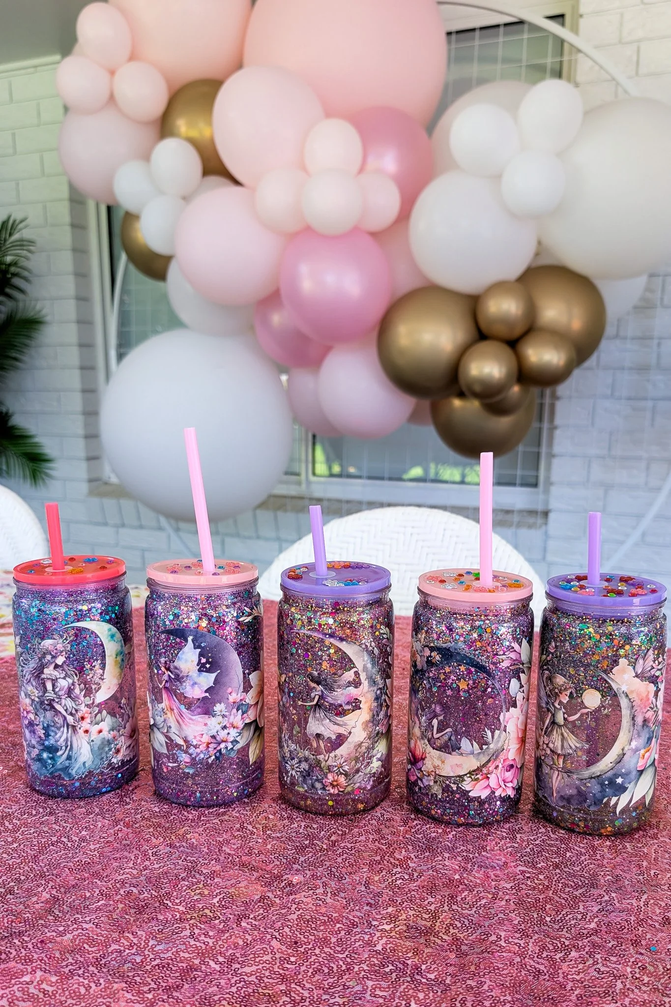 glitter water bottles craft social party