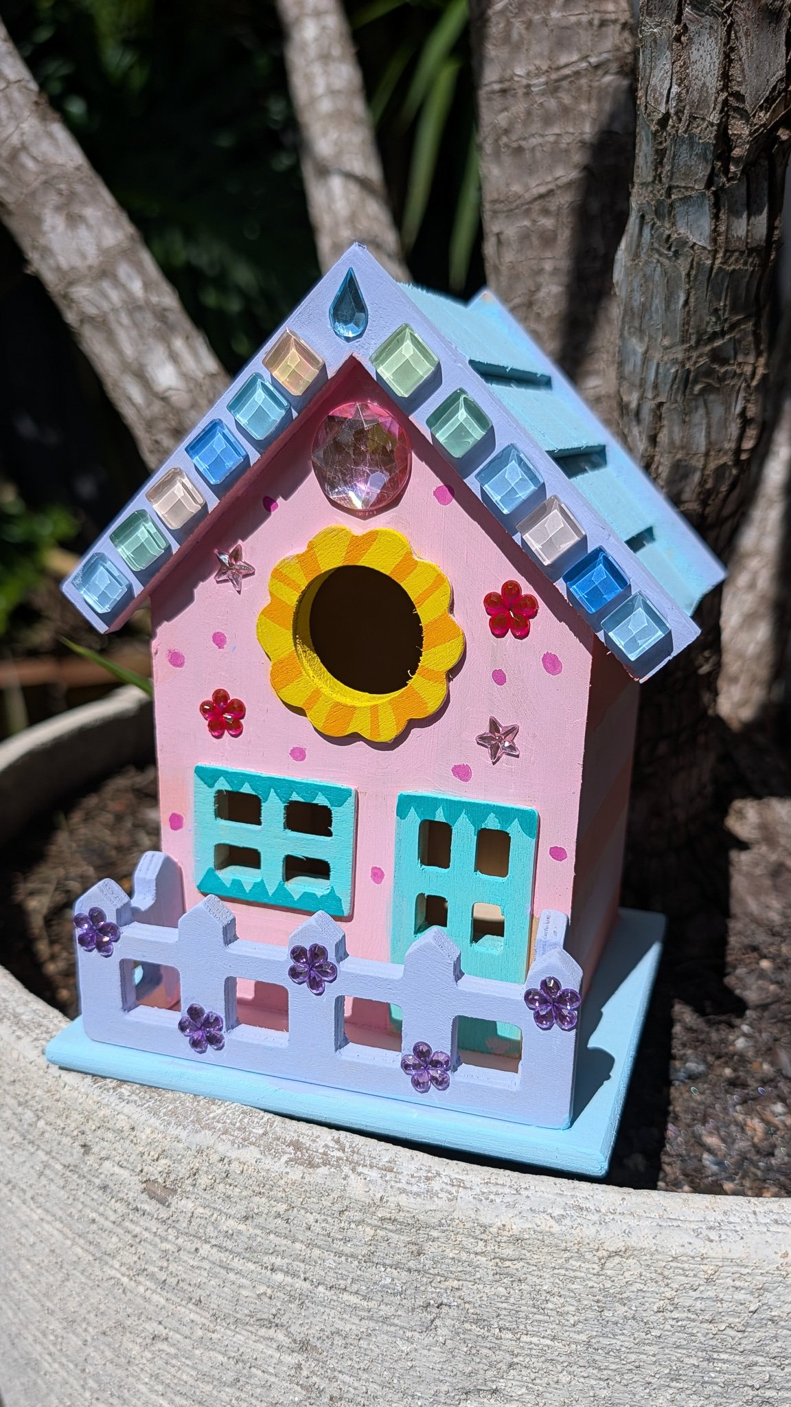 Birdhouse and Beaded Flower Vine Craft