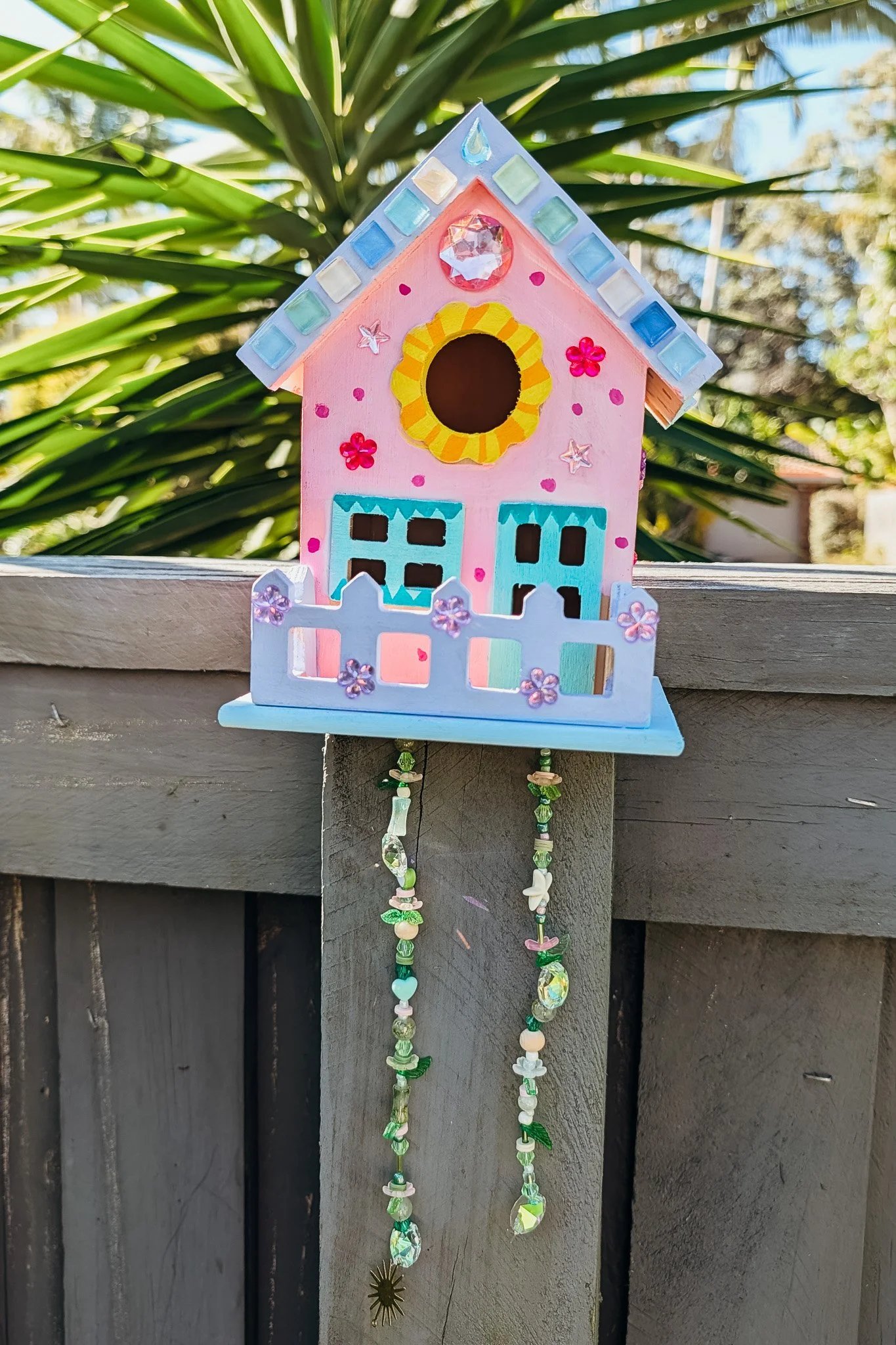 Birdhouse and Beaded Flower Vine Craft