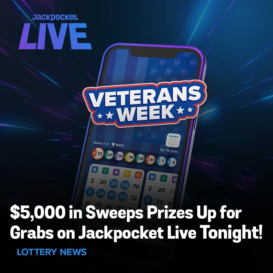 $5,000 in sweeps prizes are up for grabs tonight on @jackpocketlive. To celebrate Veteran&rsquo;s Week, we&rsquo;ll be supporting @foldsofhonor through Our Change Foundation. 🇺🇸