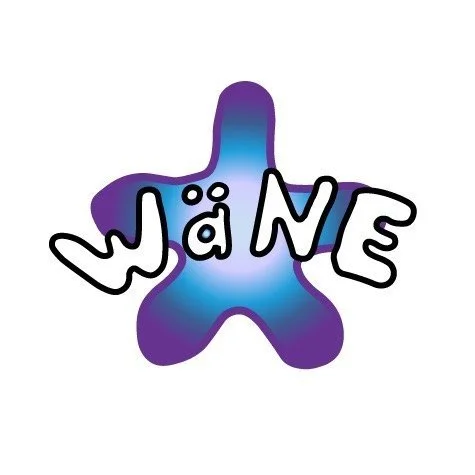 Wäne's logo, a colorful blue purple and white splash background with the word 'WäNE' written across it.