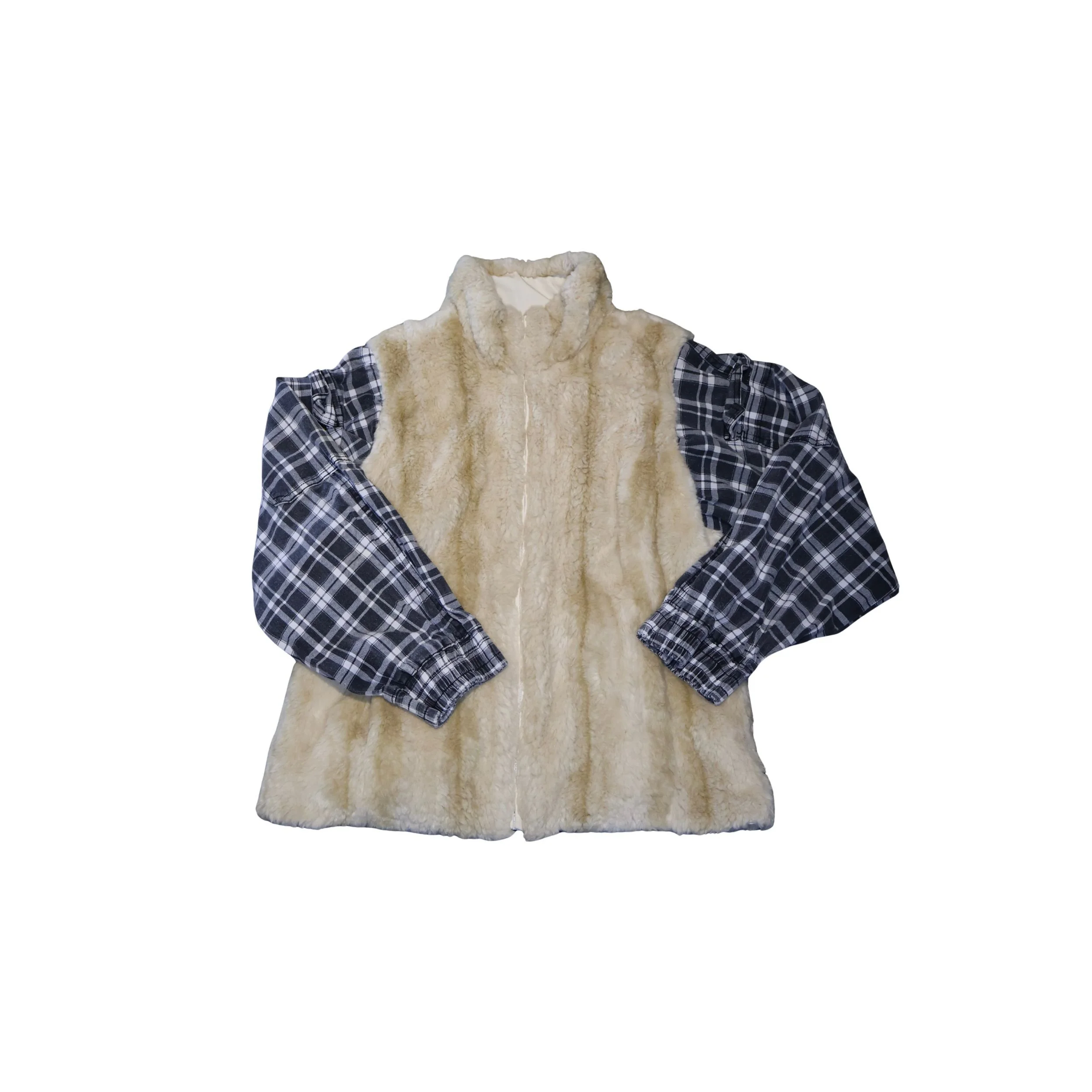 Reworked Sherpa + Plaid Flannel Jacket