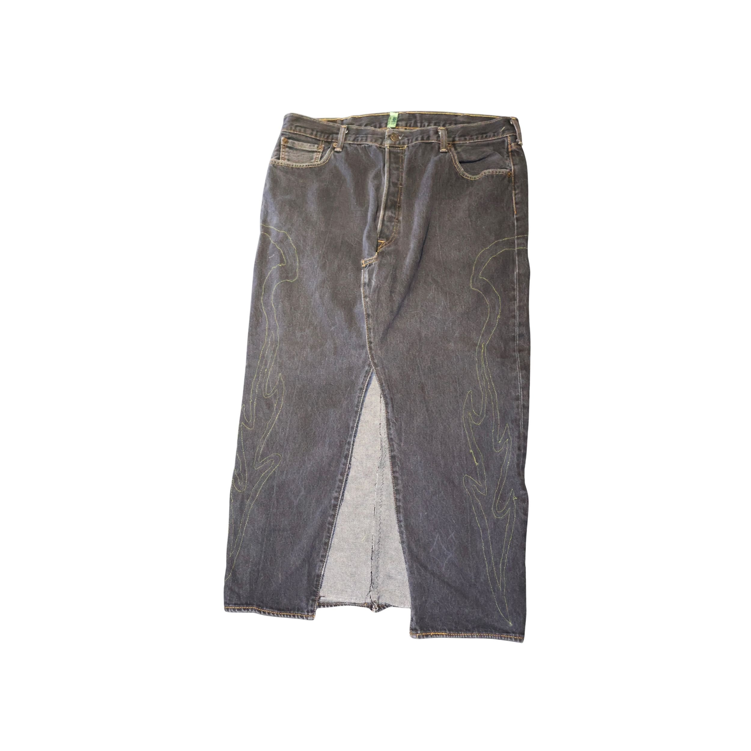 Black Denim Maxi Skirt