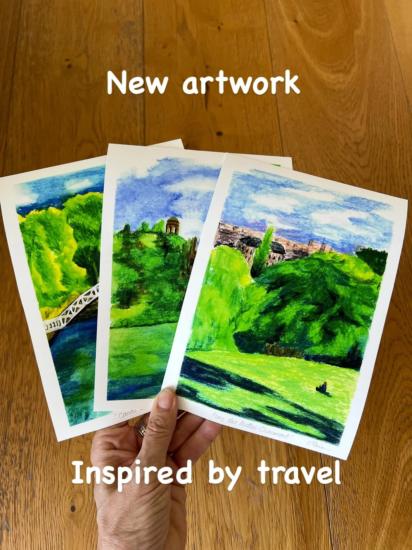 Debuting new art prints! 🇫🇷🎨
Fresh from my sketchbook and inspired by a recent trip to Paris! 💛

The first piece captures the beauty of Parc des Buttes-Chaumont, the second features the enchanting Temple de la Sybille that overlooks the park, and