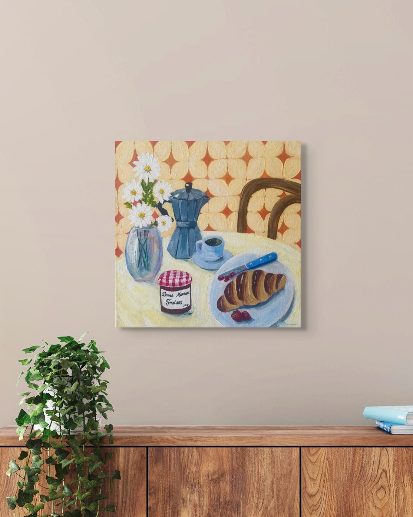 *SOLD*
Morning, Softly
My absolute favourite way to start the day! 
30cm x 30cm
🥐☕️🧡