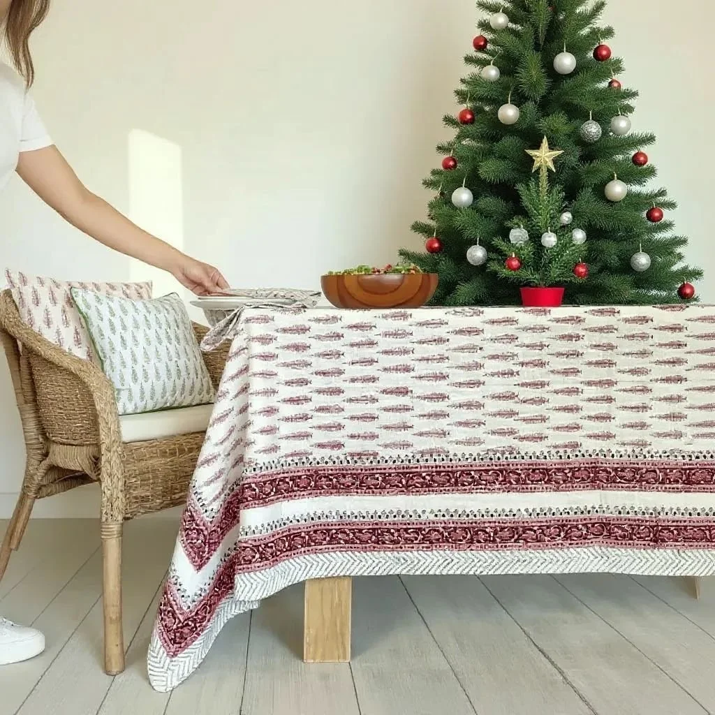Fir Tree Red Tablecloth - Handmaids Global Collection