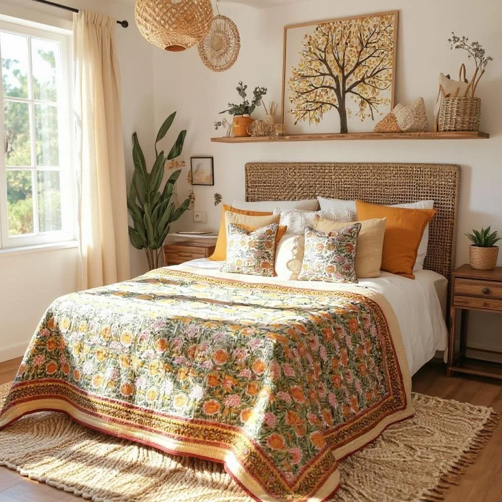 Fan Flower Green Quilt - Handmaids Global Collection