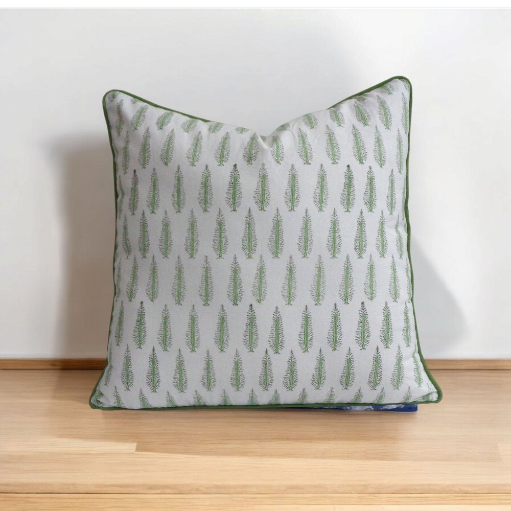 Cushion Cover Piping Fir Tree Green - Handmaids Global Collection