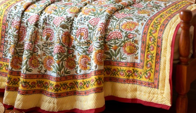 Fan Flower Green Quilt - Handmaids Global Collection