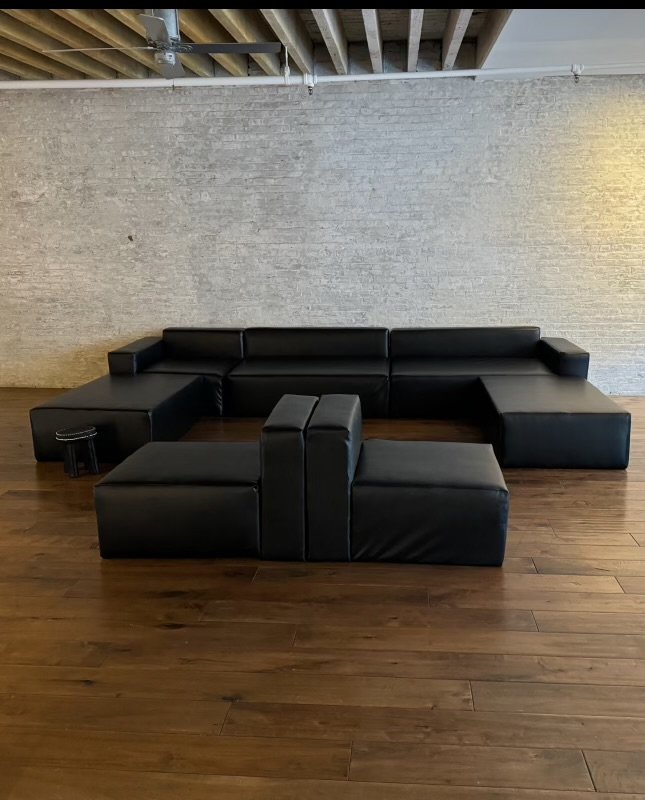 leather sectional sofa in modern loft space