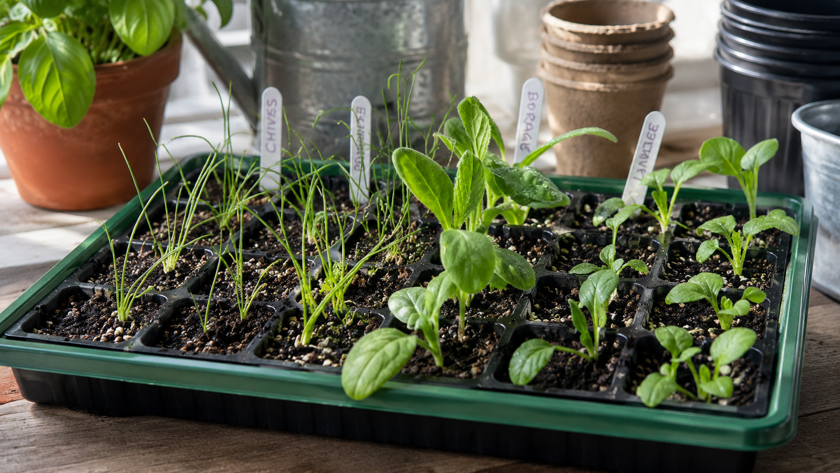 Seedlings growing in the Seed to Sea greenhouse